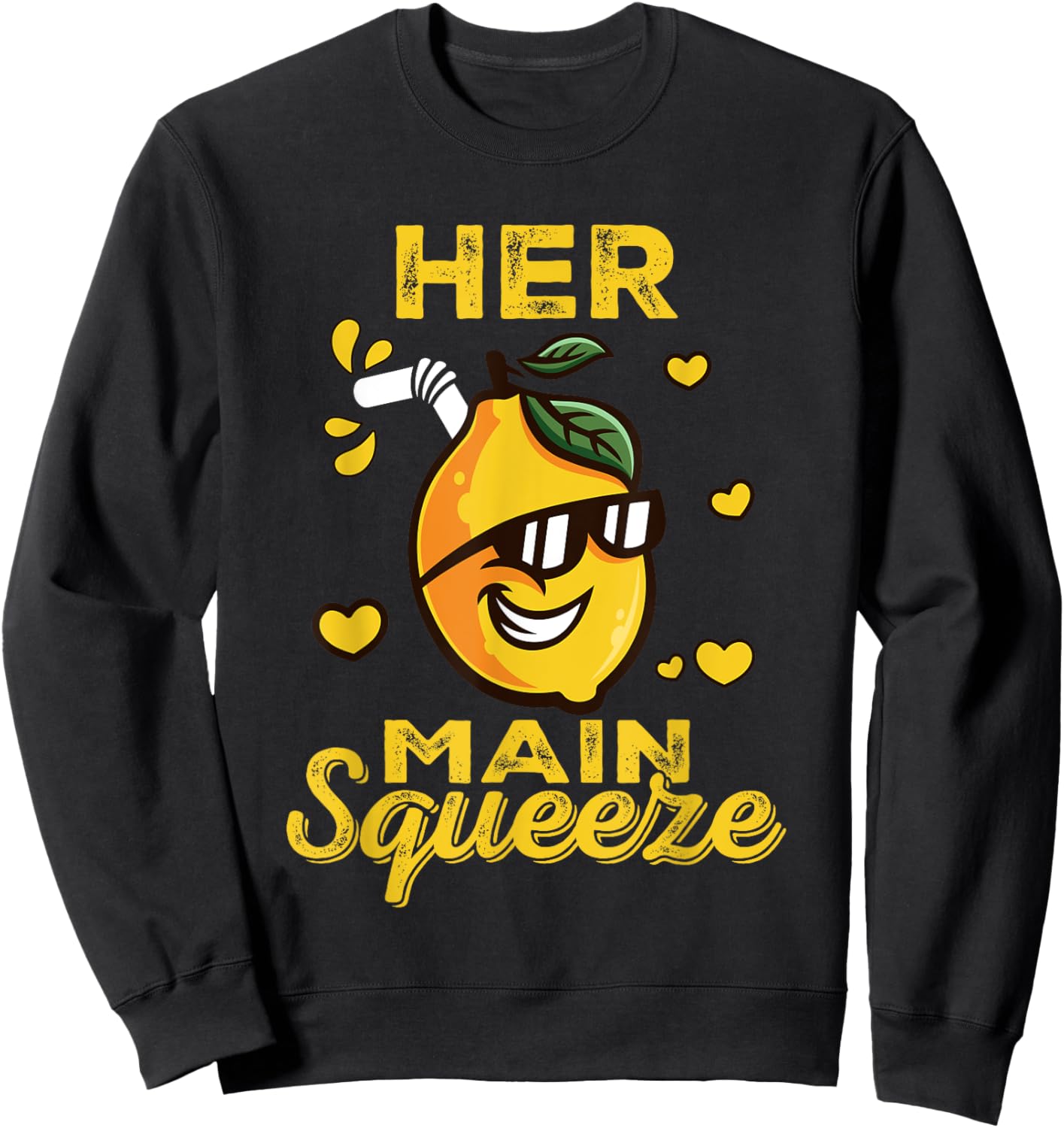 Cute Funny Her Main Squeeze Funny Lemon Couples Matching Sweatshirt - Sweatshirt | Black