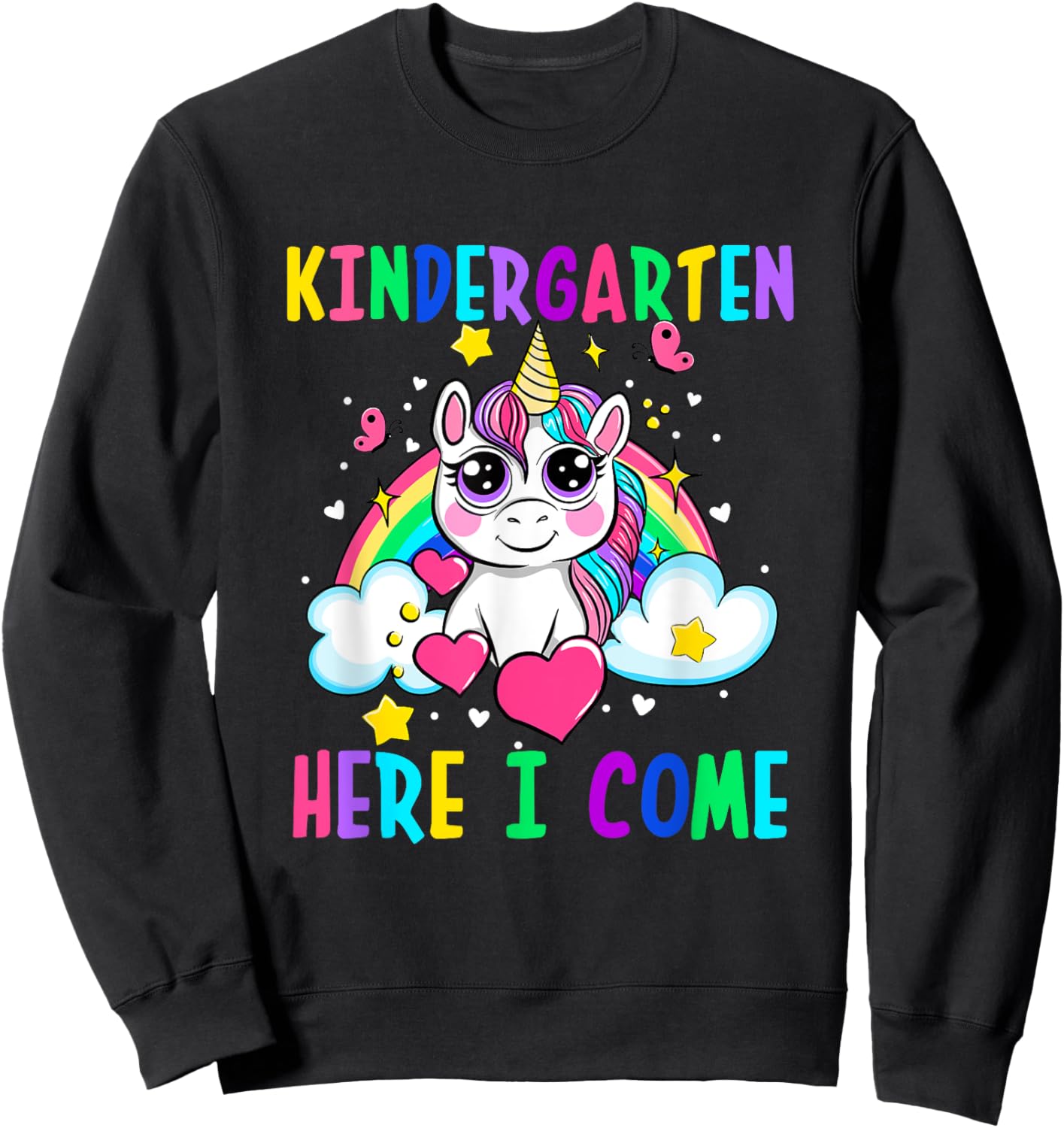 Cute Unicorn Kindergarten Here I Come School Kindergarten Sweatshirt - Sweatshirt | Black