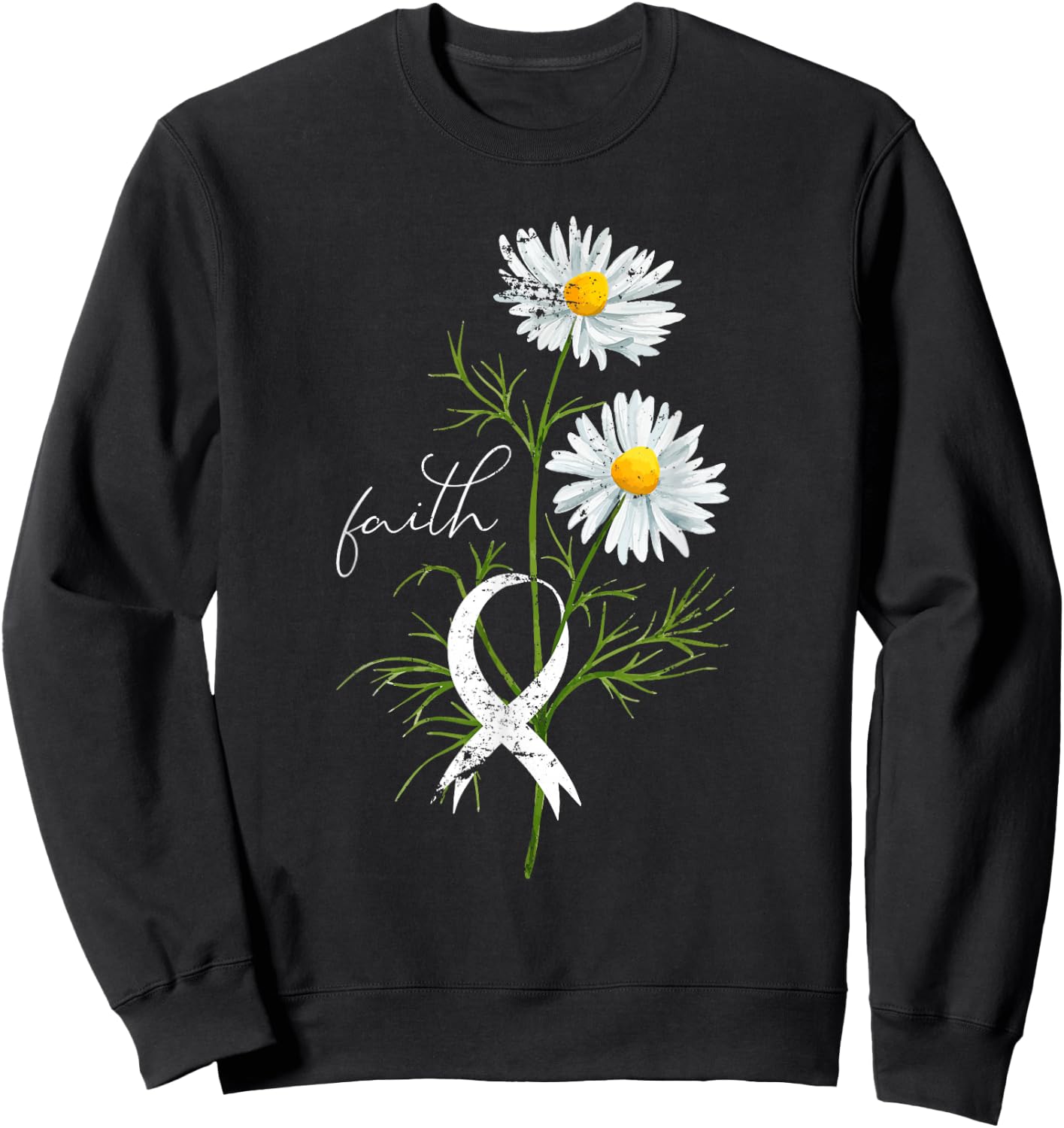 Lung Cancer Fight Support White Ribbon Gift Lung Cancer Sweatshirt - Sweatshirt | Black