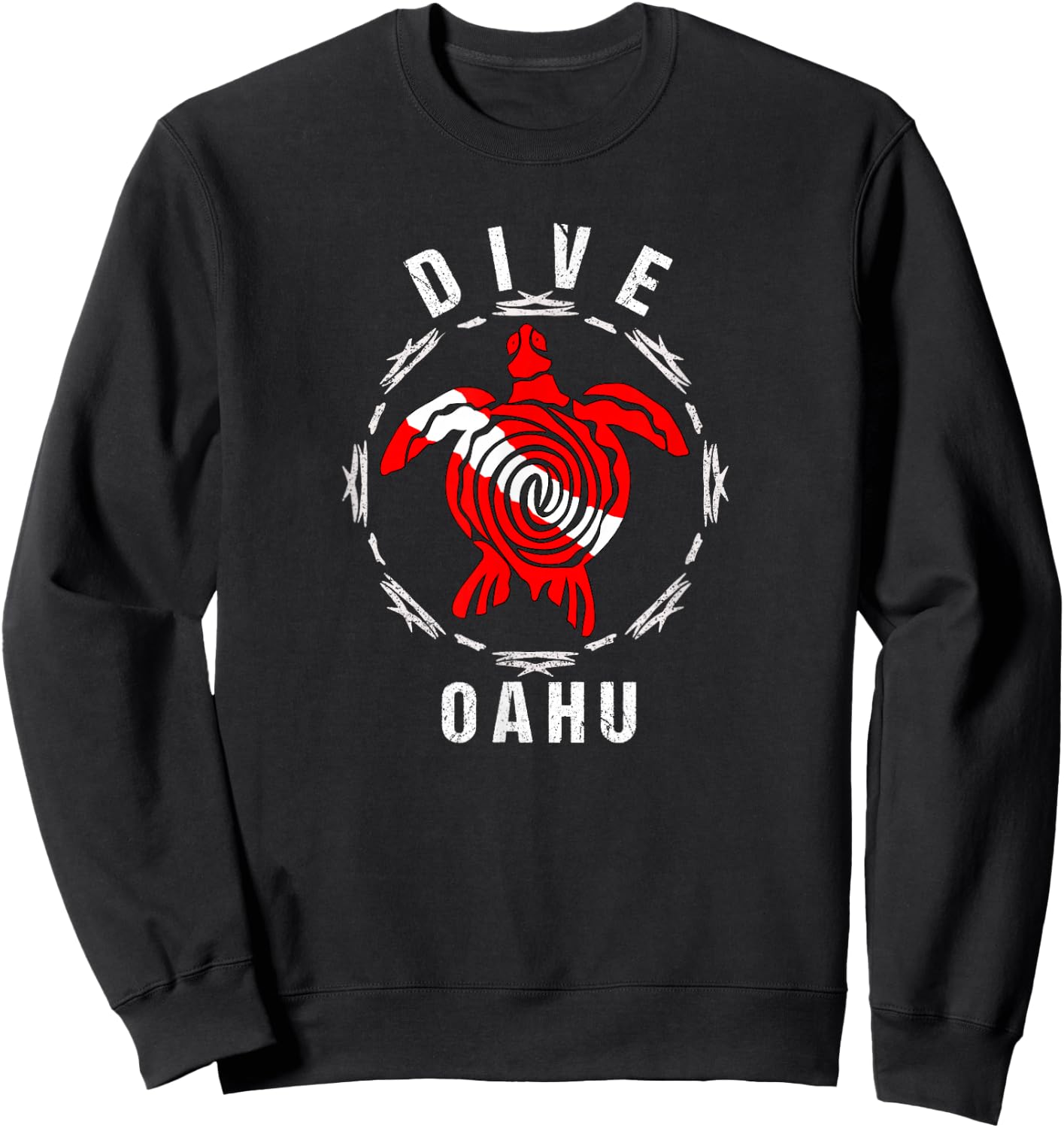 Dive Oahu Vintage Tribal Turtle Gift Sweatshirt - Sweatshirt | Black