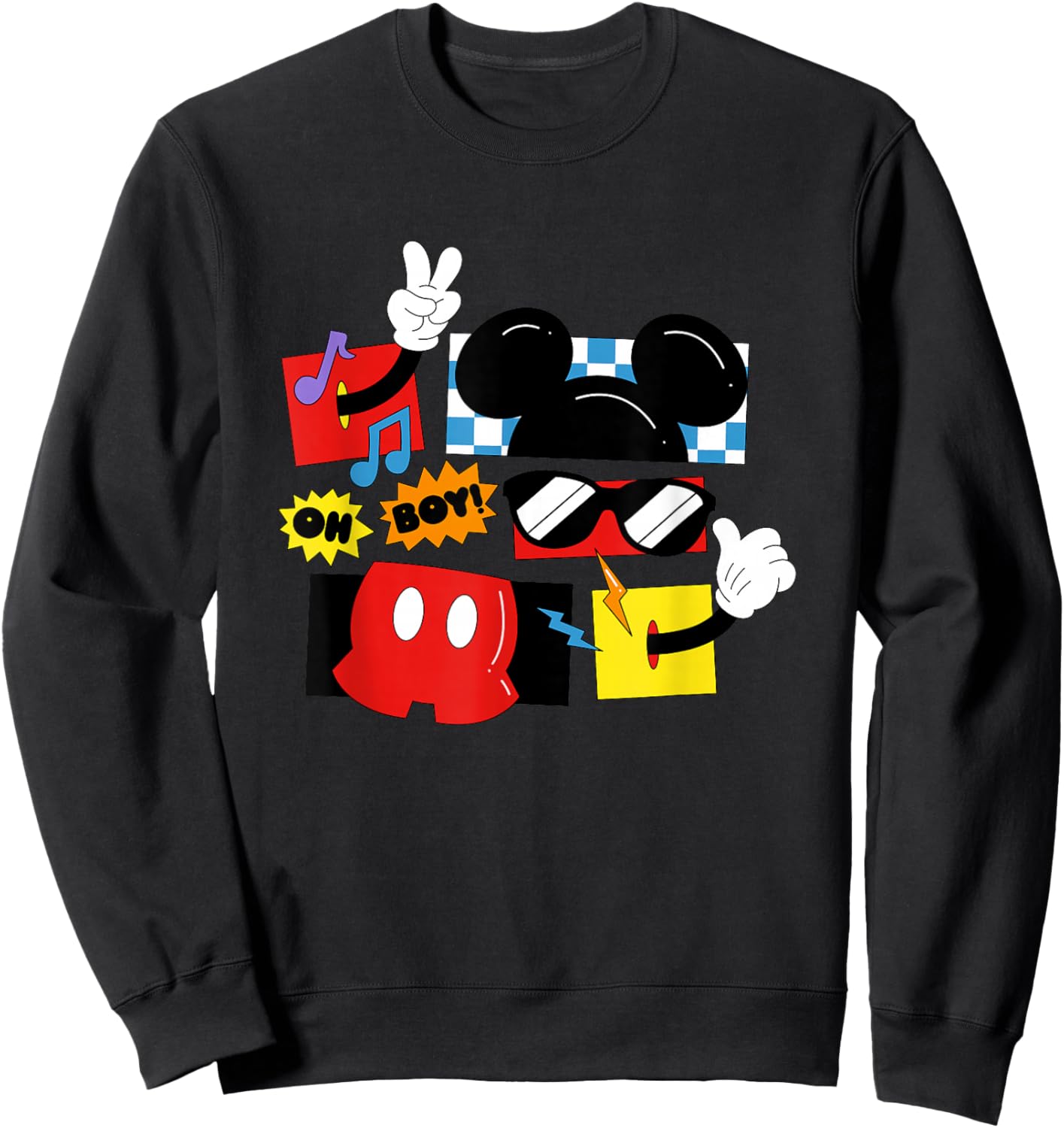 Disney Mickey And Friends Oh Boy Retro Mickey Shapes Sweatshirt - Sweatshirt | Black