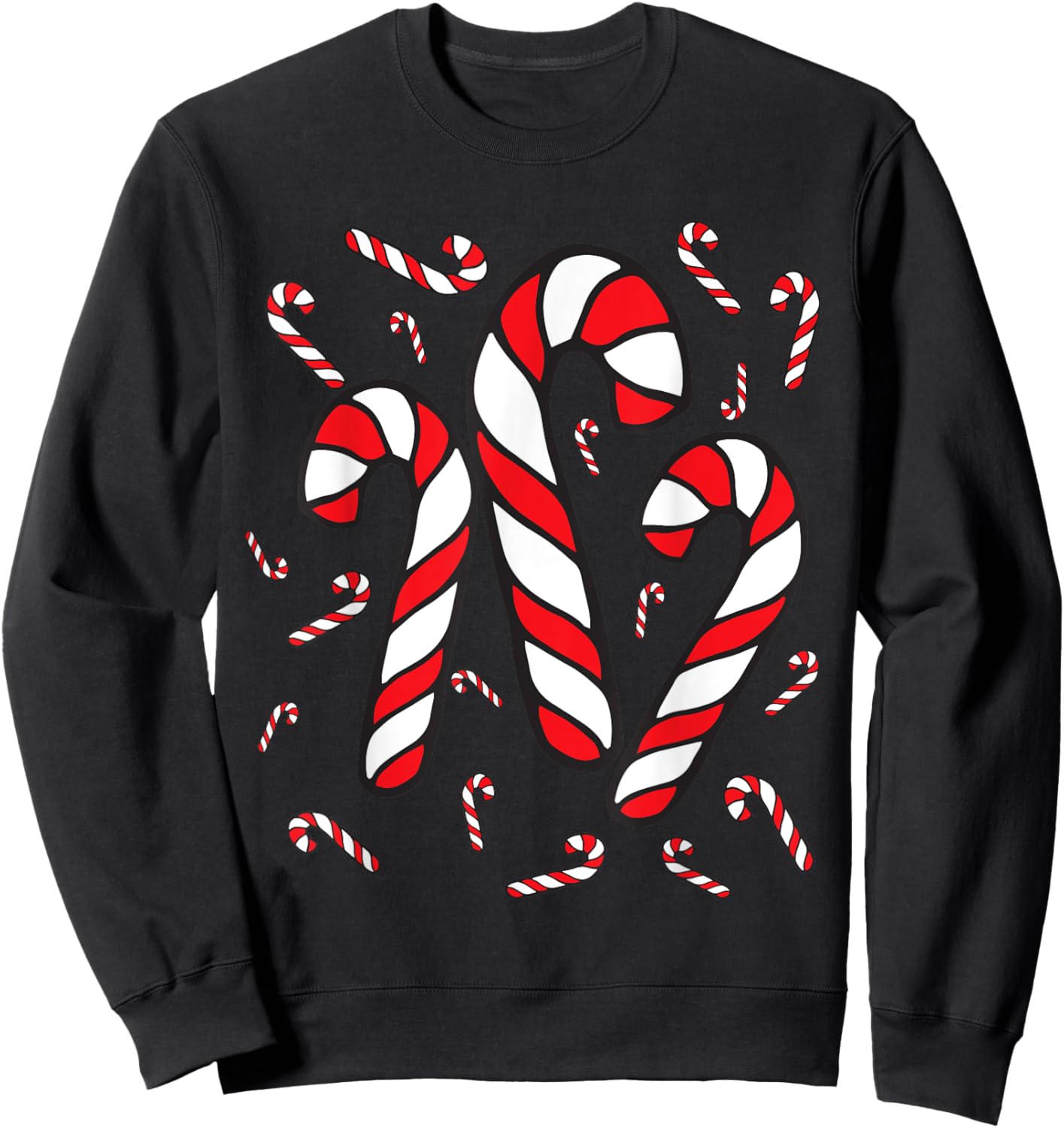 Candy Cane Crew Merry and Bright Red and White Candy Costume Sweatshirt - Sweatshirt | Black