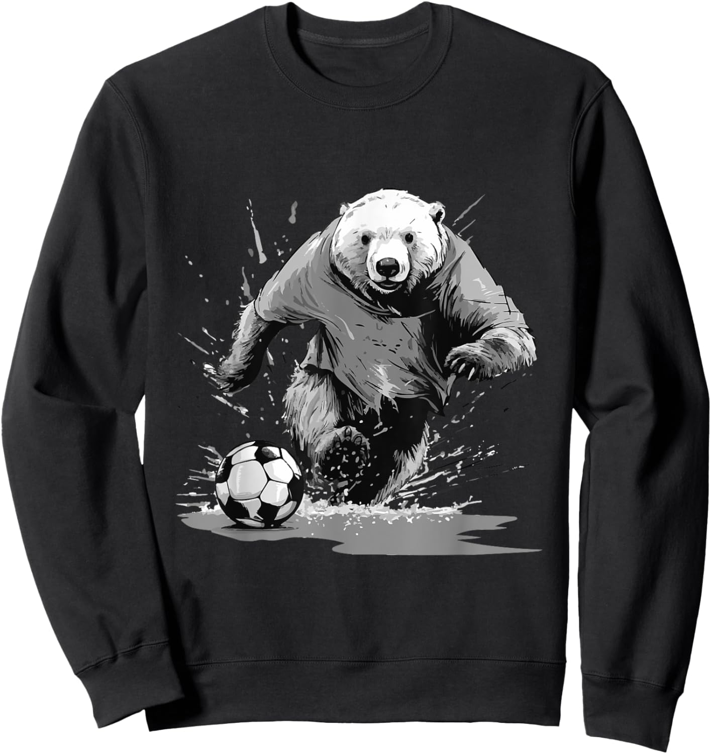 Polar Bear Playing Soccer Animal Sweatshirt - Sweatshirt | Black