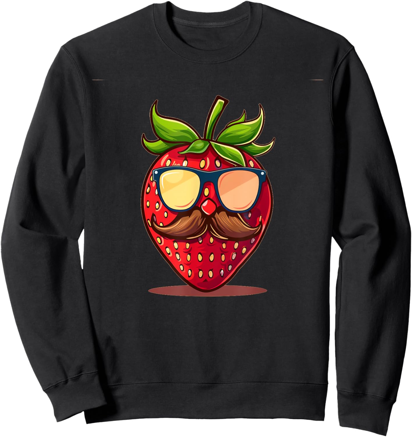 Strawberry with Sunglasses and Mustache for Fruits Fans Sweatshirt - Sweatshirt | Black