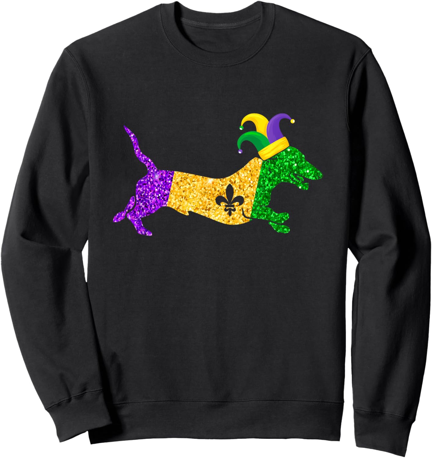 Funny Dachshund Dog Lover Cute Mardi Gras Carnival Women Sweatshirt - Sweatshirt | Black