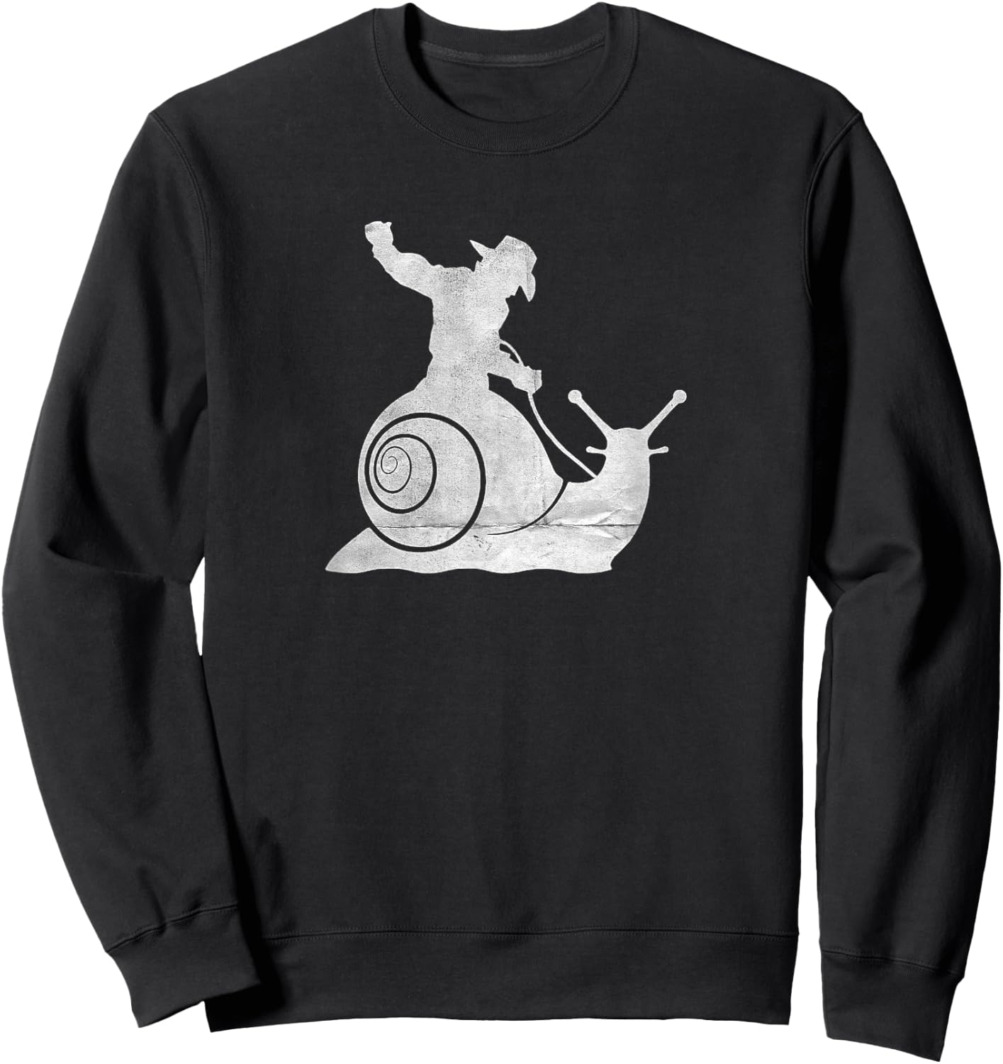 Cowboy Riding a Snail Distressed Sweatshirt - Sweatshirt | Black