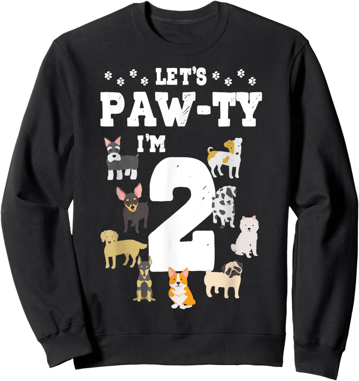Let's Pawty I'm 2nd Birthday Puppy Dog Theme 2 Year Old Sweatshirt - Sweatshirt | Black