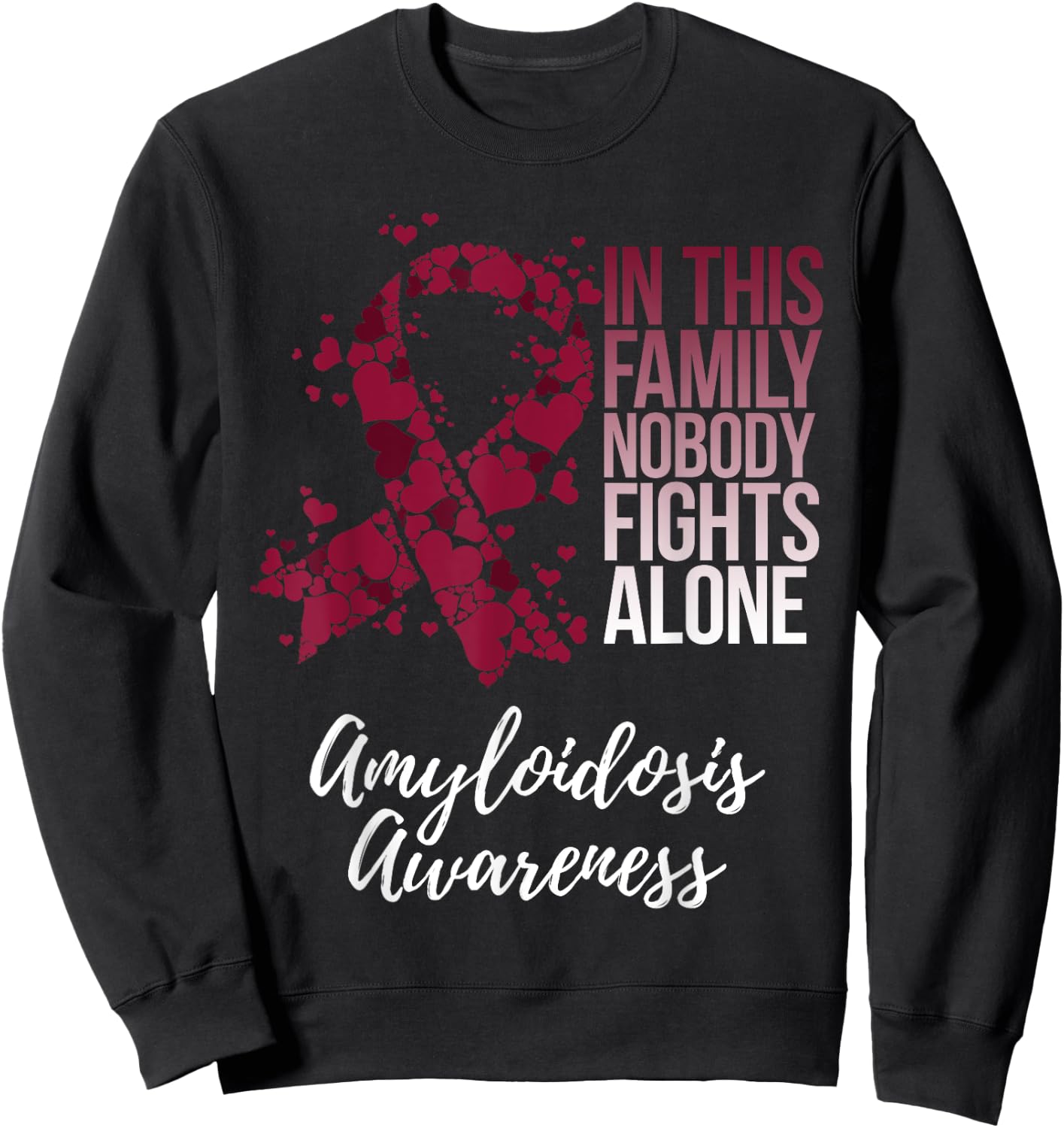 Amyloidosis Awareness Products Family Support Awareness - Adults - Black - Short Sleeve - Small - Classic Fit - Polyester Sweatshirt - Sweatshirt | Black