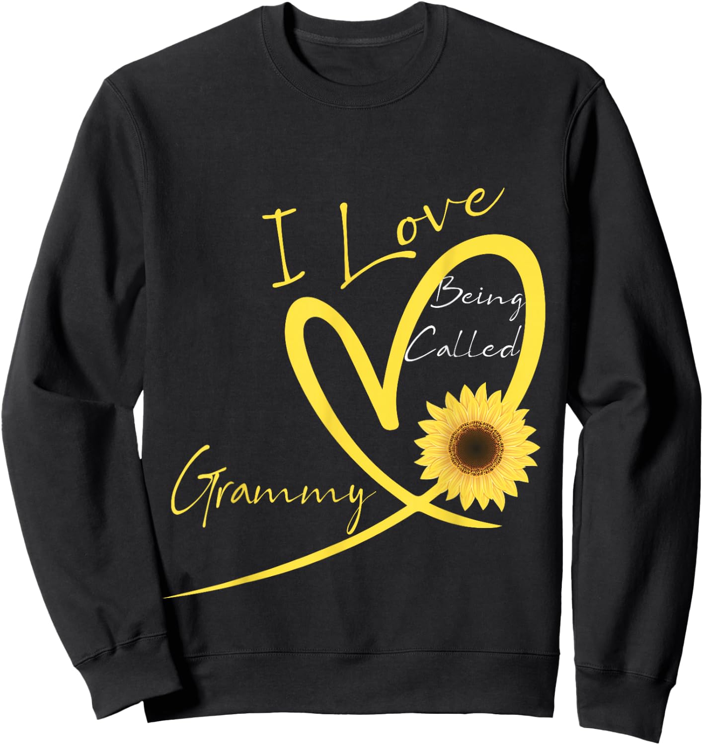 I Love Being Called Grammy Sunflower Heart Sweatshirt - Sweatshirt | Black