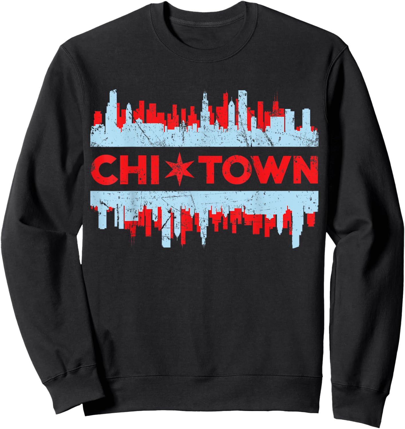 Chicago Chi Town Flag Skyline Sweatshirt - Sweatshirt | Black