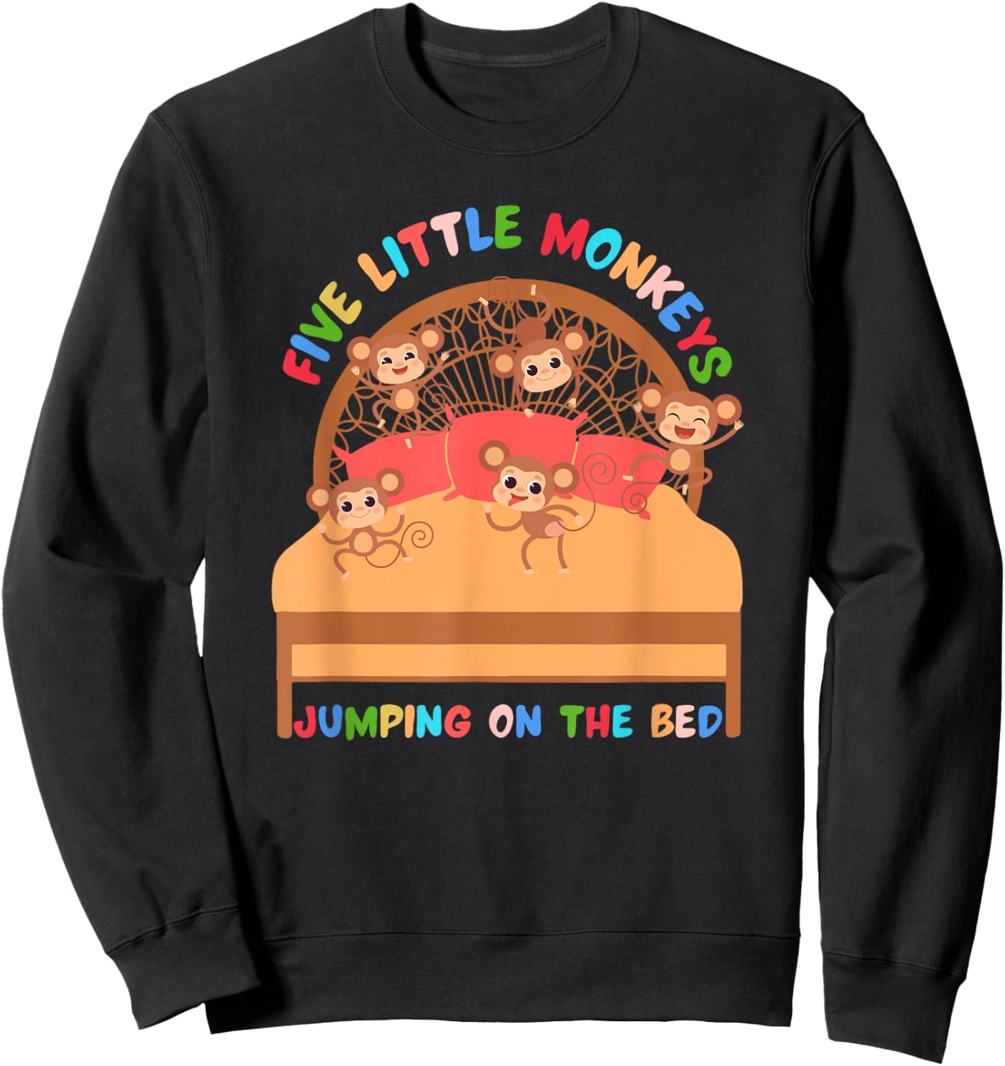 Cool Five Little Monkeys Jumping on The Bed for kids Sweatshirt - Sweatshirt | Black