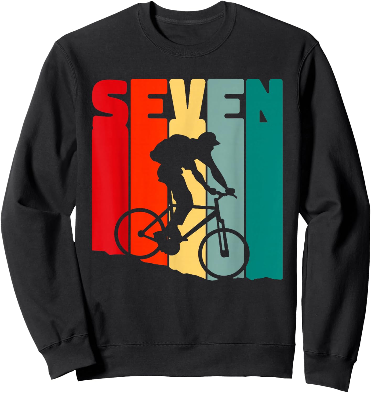 7th Years Mountain Bike Cyclist 7th Birthday Boys Bike Sweatshirt - Sweatshirt | Black