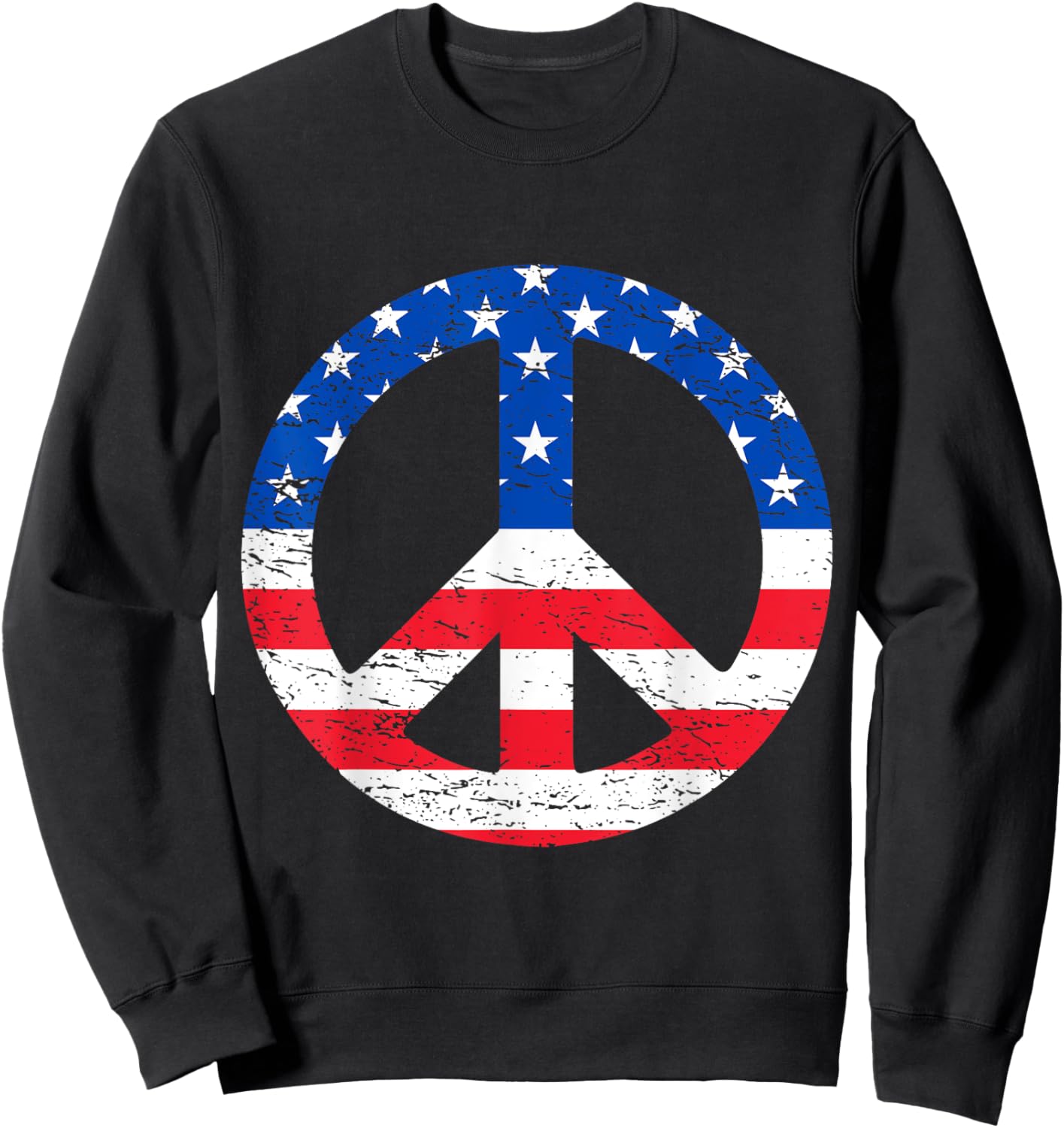 American Flag Peace Sign 4th Of July Sweatshirt - Sweatshirt | Black