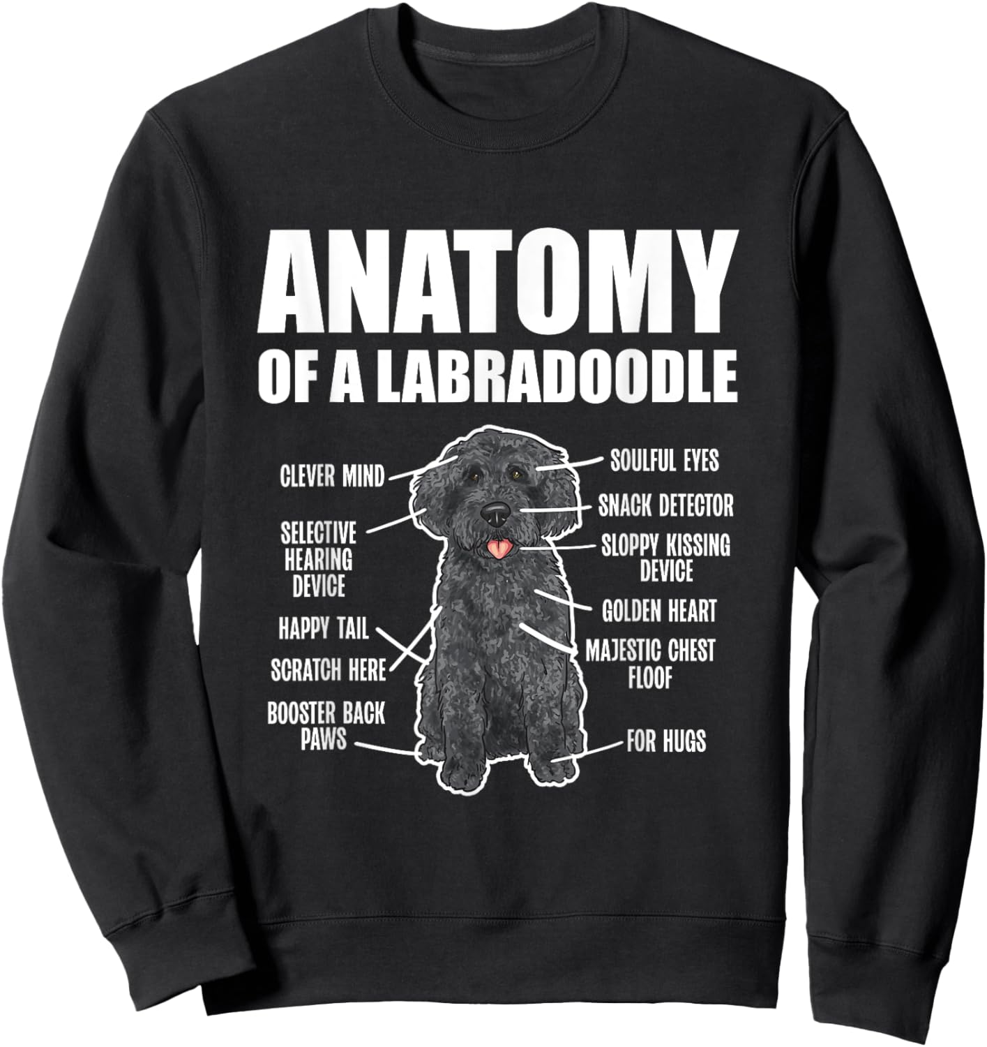 Black Labradoodle Dog Lover Anatomy Of A Labradoodle Sweatshirt - Sweatshirt | Black