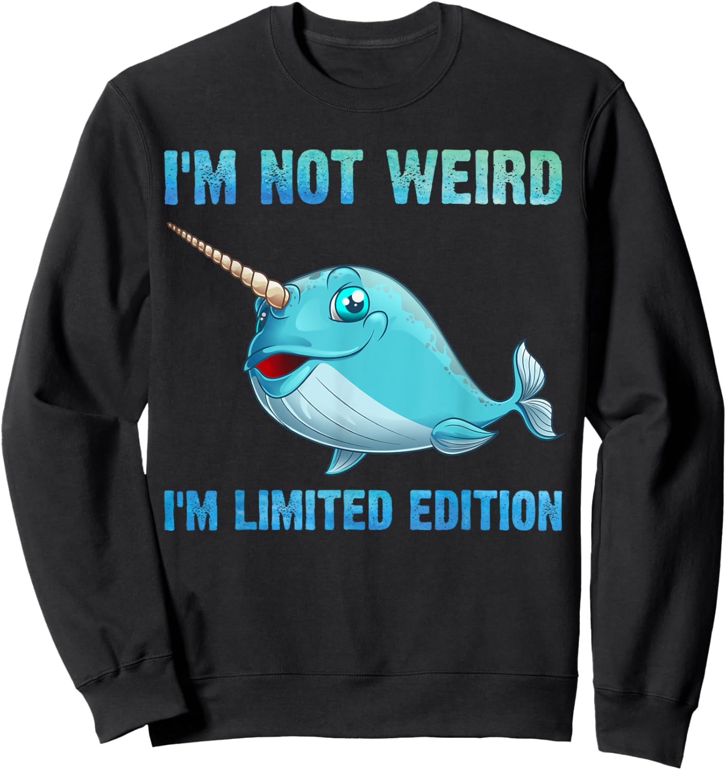 Funny Narwhal Gift Women Sea Whale Fish Ocean Animal Sweatshirt - Sweatshirt | Black