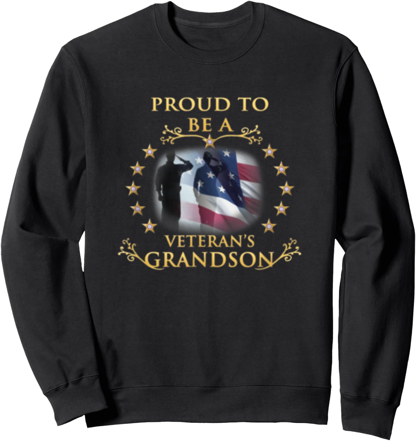 Proud Grandson of a Veteran Thank you Veterans Day Sweatshirt - Sweatshirt | Black
