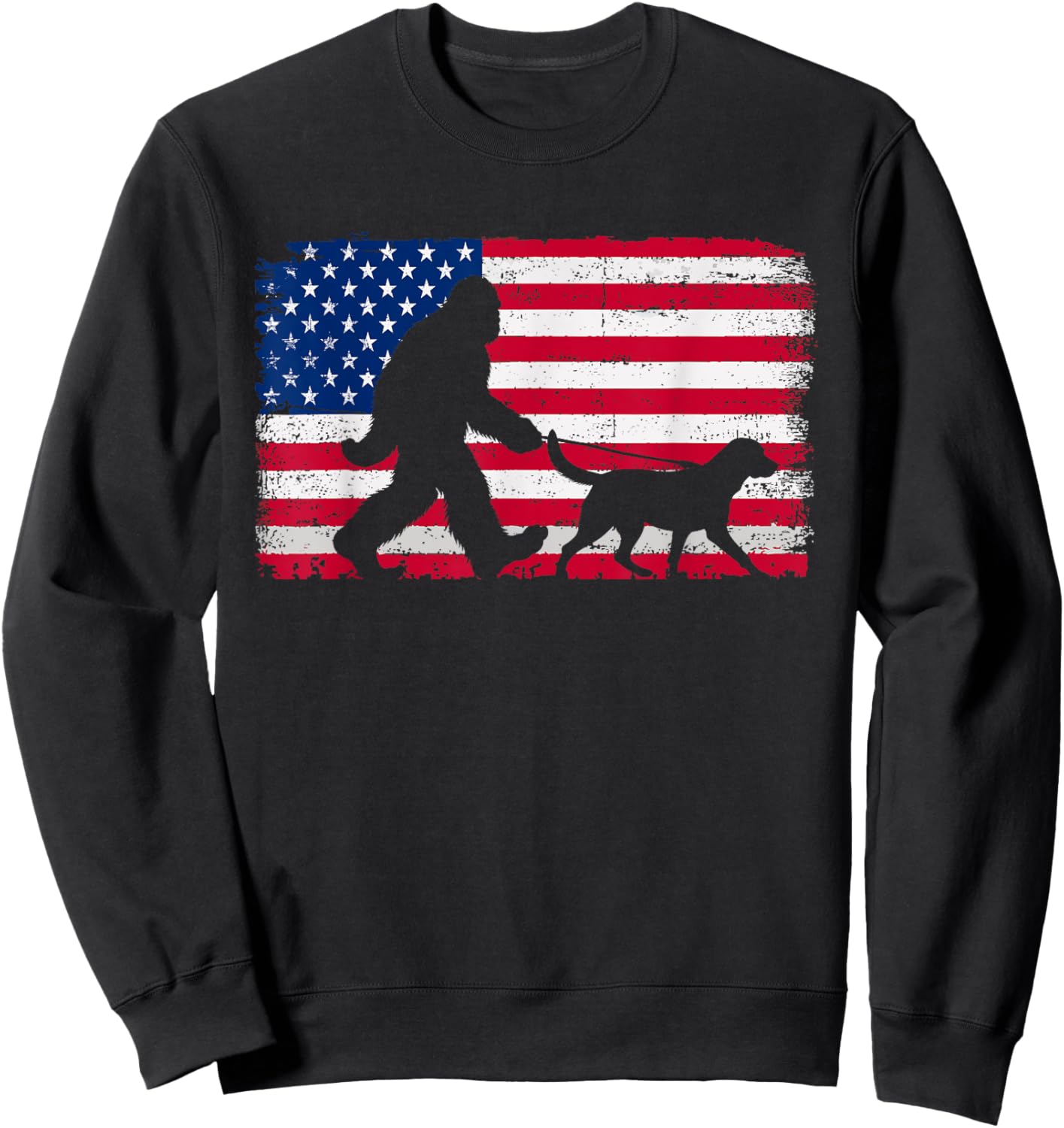 Retro Labrador Retriever 4th of July American Flag Patriotic Women Kids Men Sweatshirt - Sweatshirt | Black