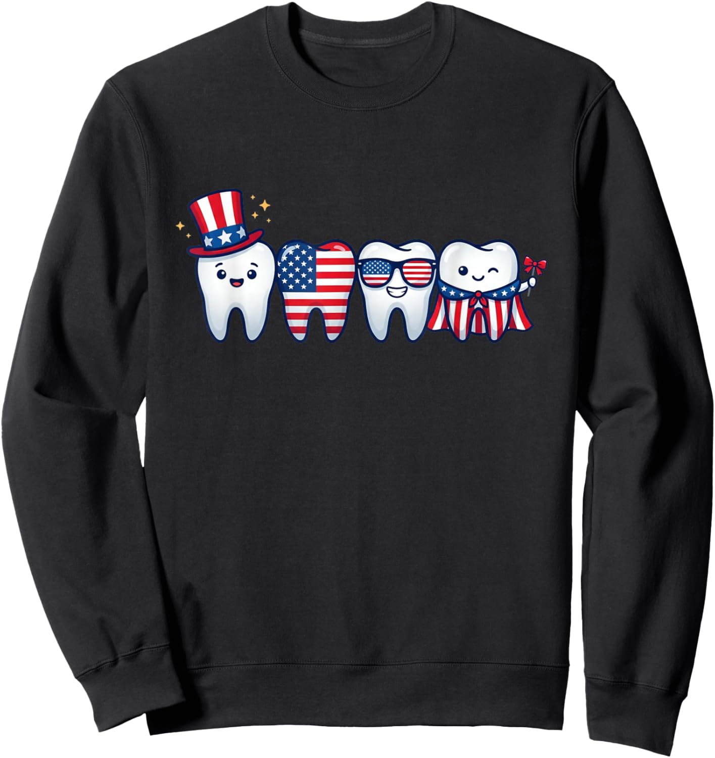 Patriotic Dental Tooth Squad Funny 4th of July Men Sweatshirt - Sweatshirt | Black