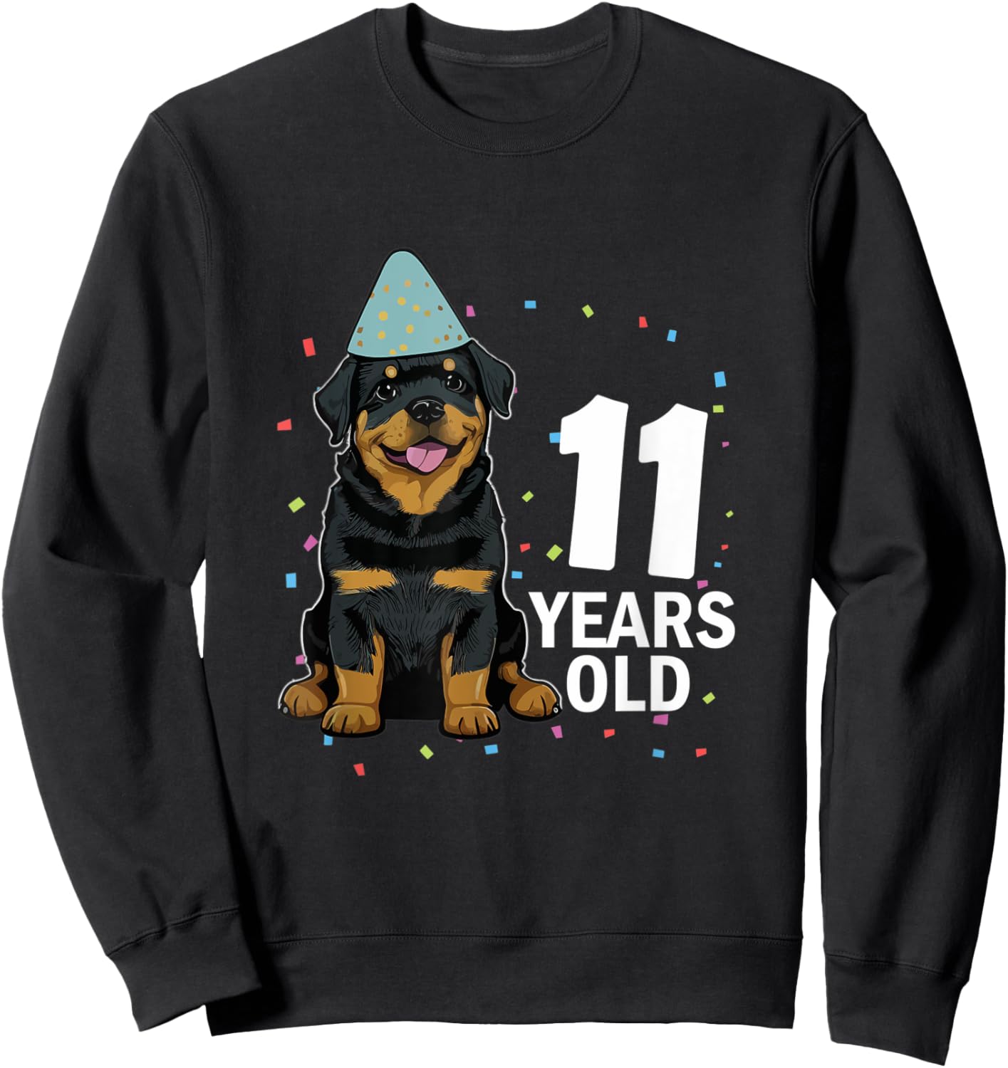 11 Years Old Birthday Rottweiler Dog Lover 11th Party Kid Sweatshirt - Sweatshirt | Black