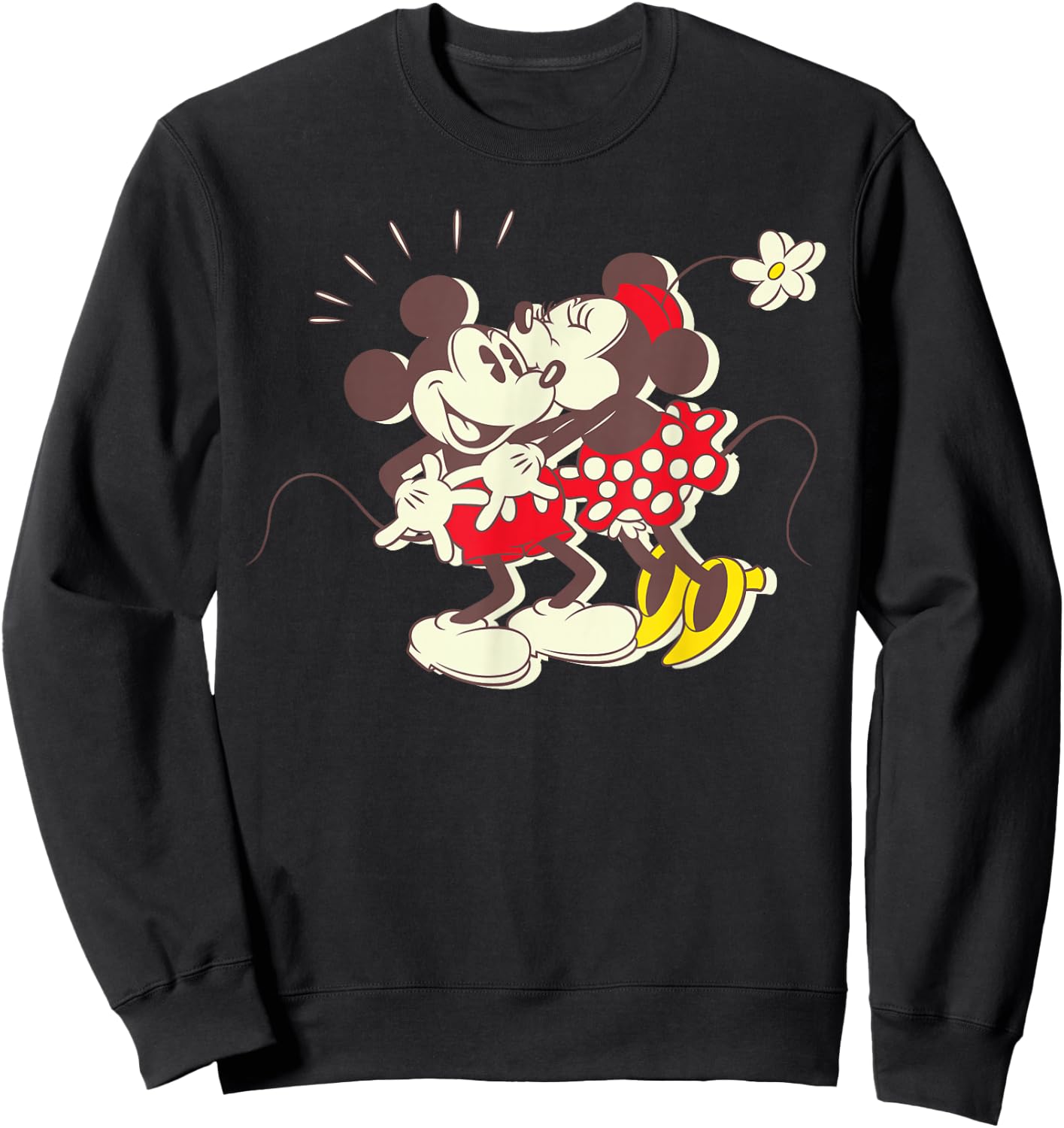 Disney Vintage Mickey and Minnie Mouse Kiss Small Sweatshirt - Sweatshirt | Black