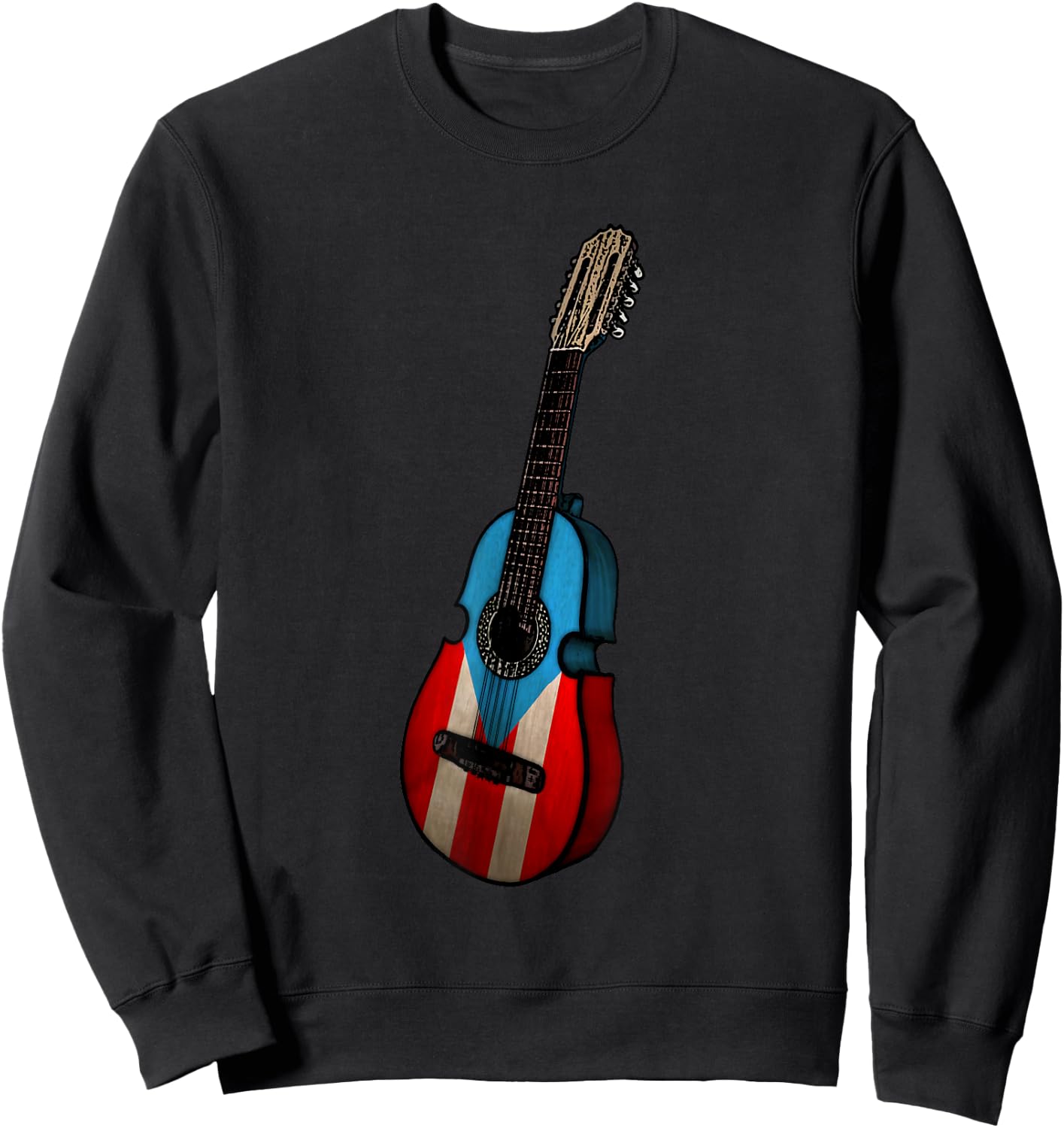 Puerto Rican Flag Cuatro Boricua Sweatshirt - Sweatshirt | Black