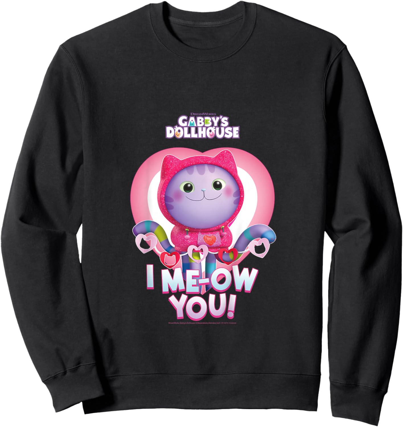 Kids DreamWorks Gabby's Dollhouse Valentine's I Me-Ow You! Sweatshirt - Sweatshirt | Black