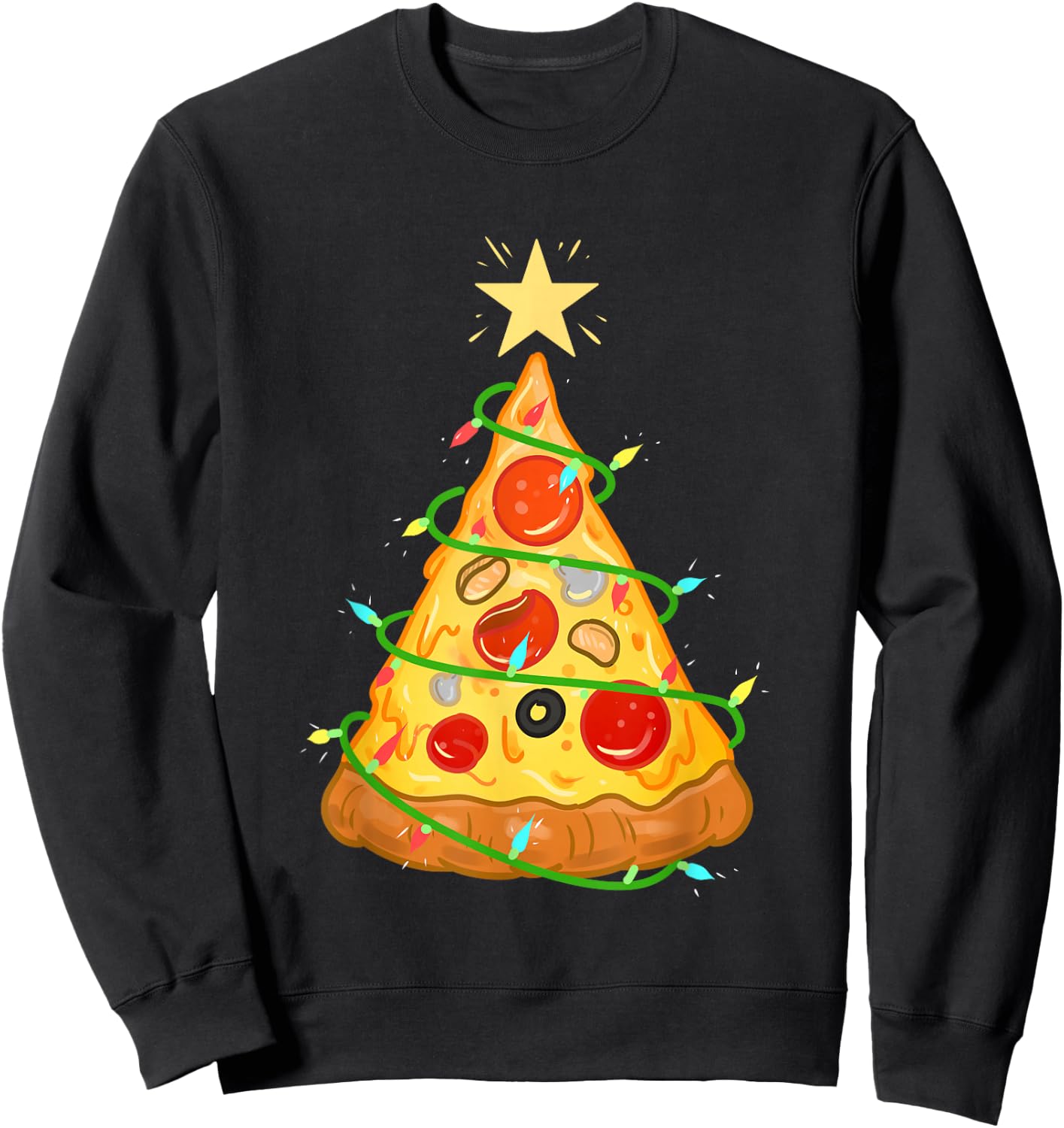 Pizza Christmas Tree Pizza Lover Gift Sweatshirt - Sweatshirt | Black