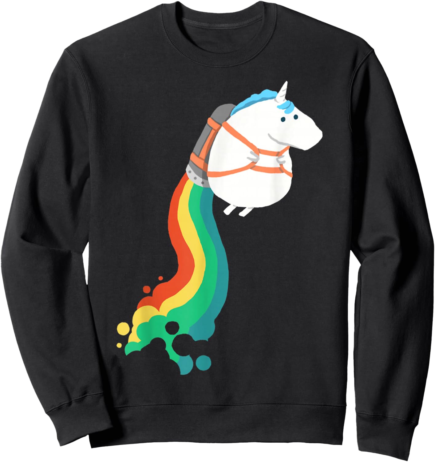 Chubby Unicorn Rainbow Jetpack Sweatshirt - Sweatshirt | Black