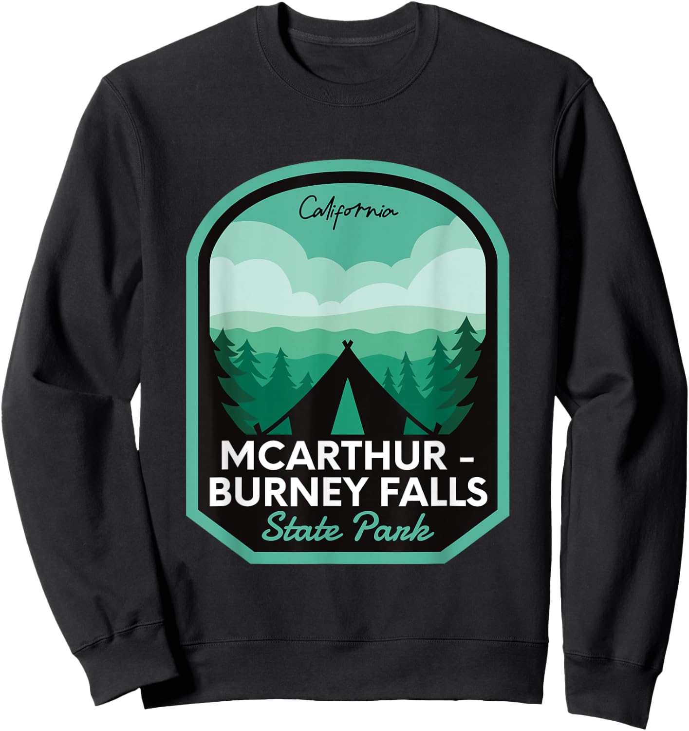 McArthur Burney Falls State Park CA Camping Sweatshirt - Sweatshirt | Black
