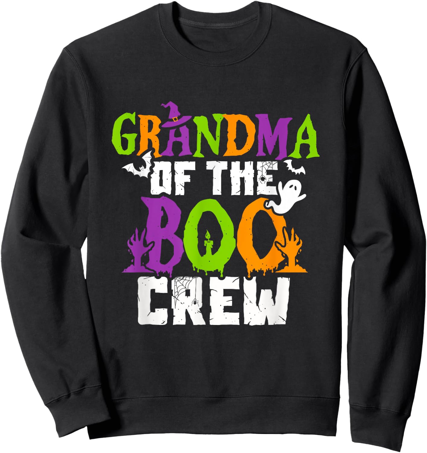 Halloween Grandma Crew Grandmother Spooky Party Sweatshirt - Sweatshirt | Black