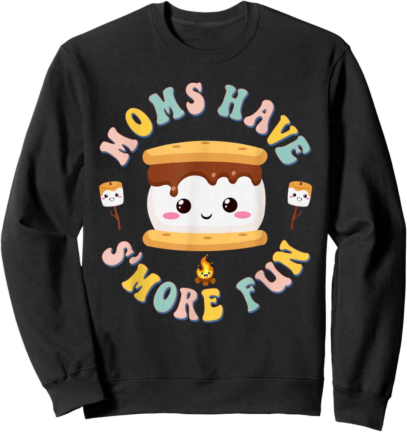 Mothers Camping Kawaii Smores Moms Have S'more Fun Camping Sweatshirt - Sweatshirt | Black