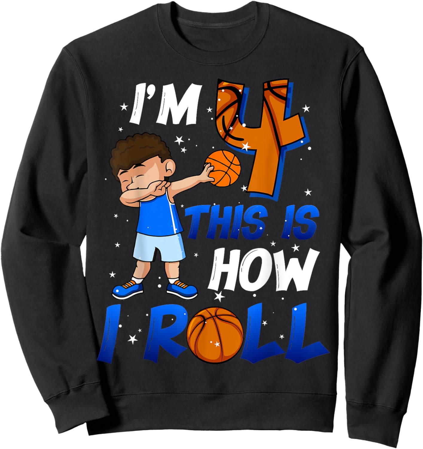 4th Birthday Outfit Boy Basketball 4 Year Old Cool B-Day Sweatshirt - Sweatshirt | Black