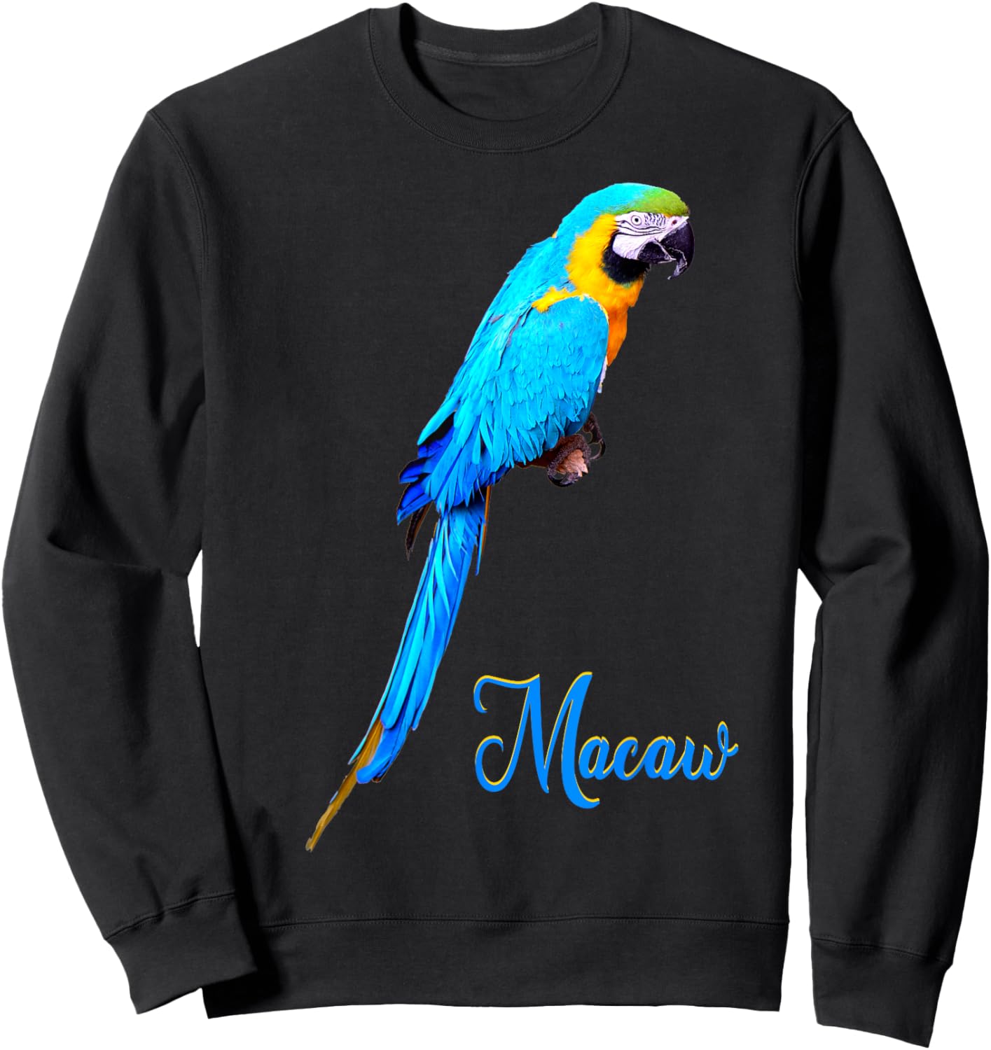 Blue and Gold Macaw Parrot Bird Photo Sweatshirt - Sweatshirt | Black