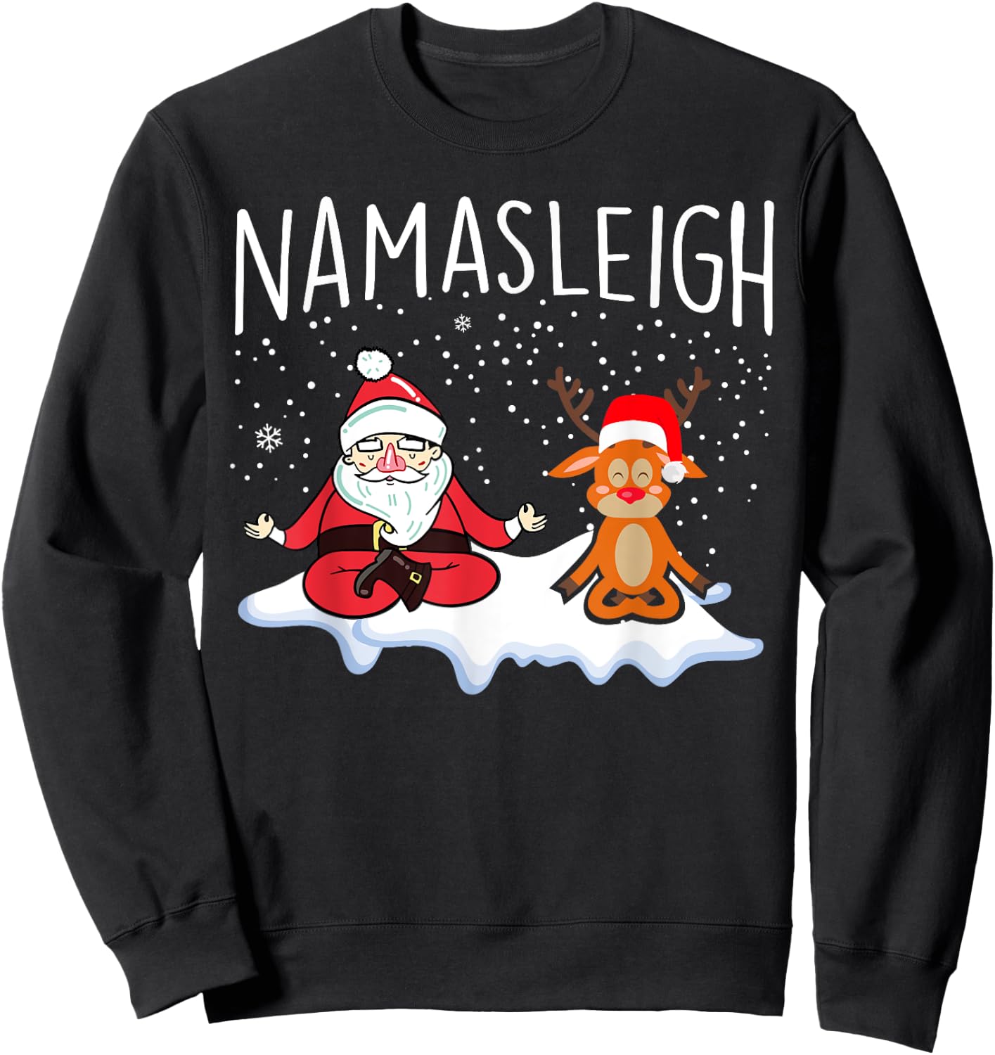 Funny Christmas Yoga Gift NamaSleigh Christmas Yoga Namaste Sweatshirt - Sweatshirt | Black
