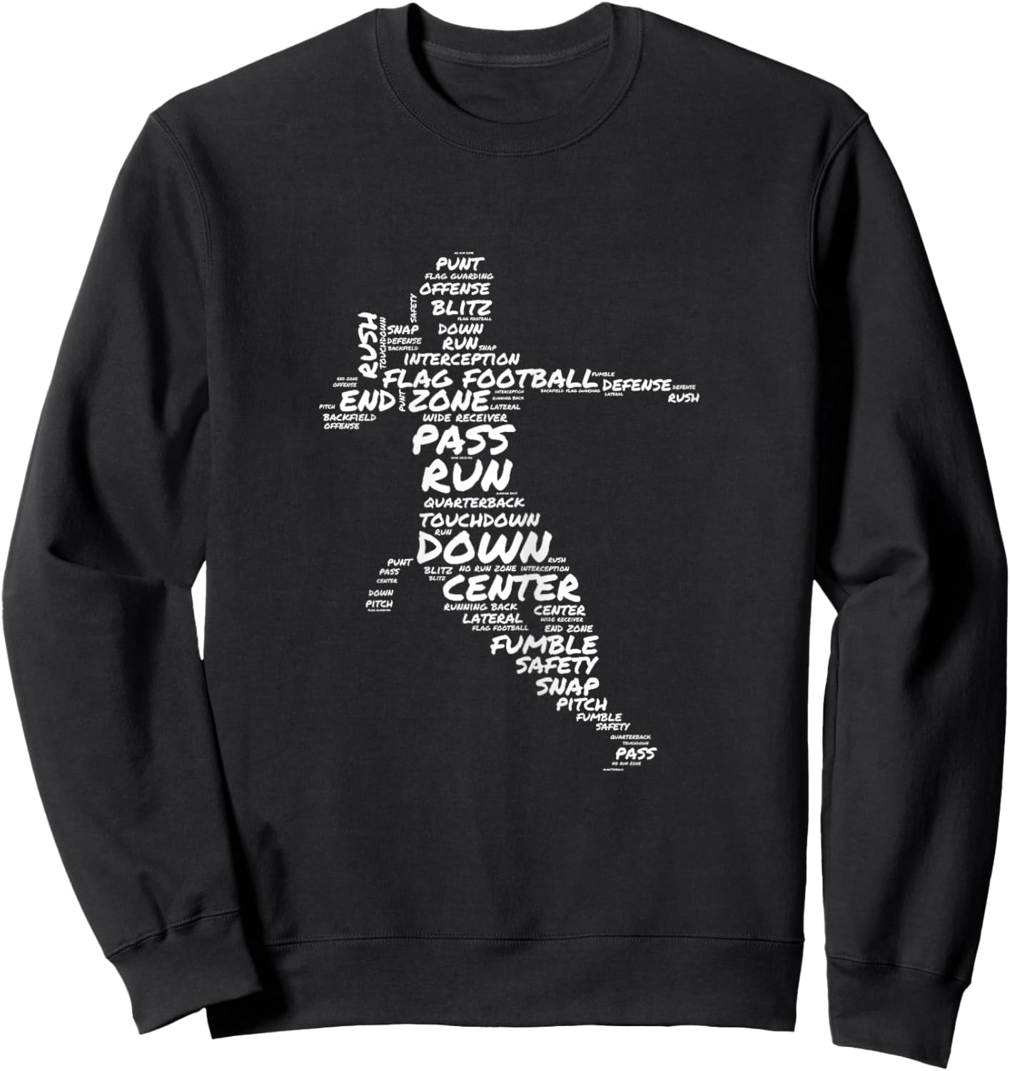 Girls Flag Football Player Word Art Typography Sweatshirt - Sweatshirt | Black