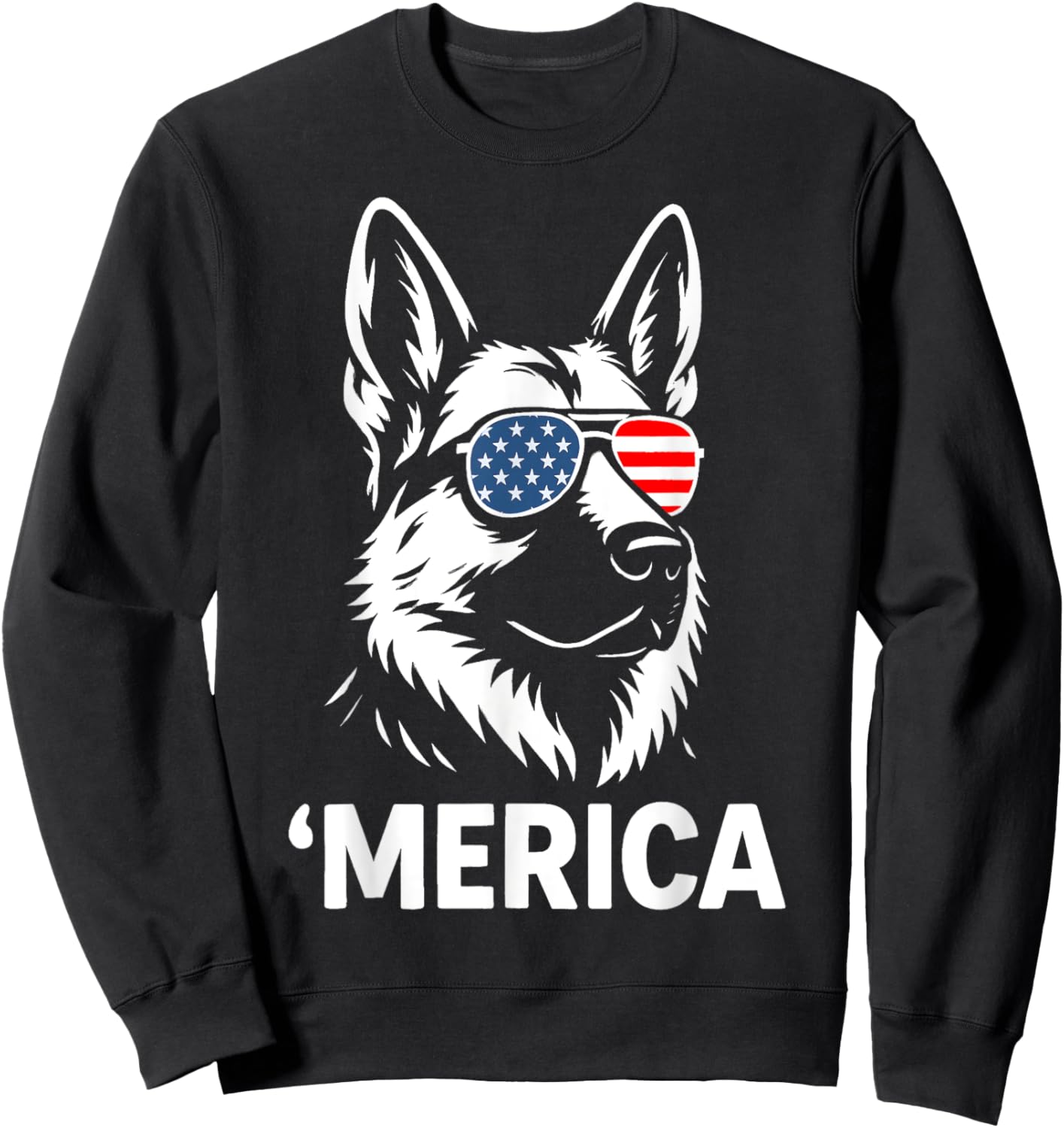 German Shepherd 4th of July Merica Men Women Kids Patriotic Sweatshirt - Sweatshirt | Black