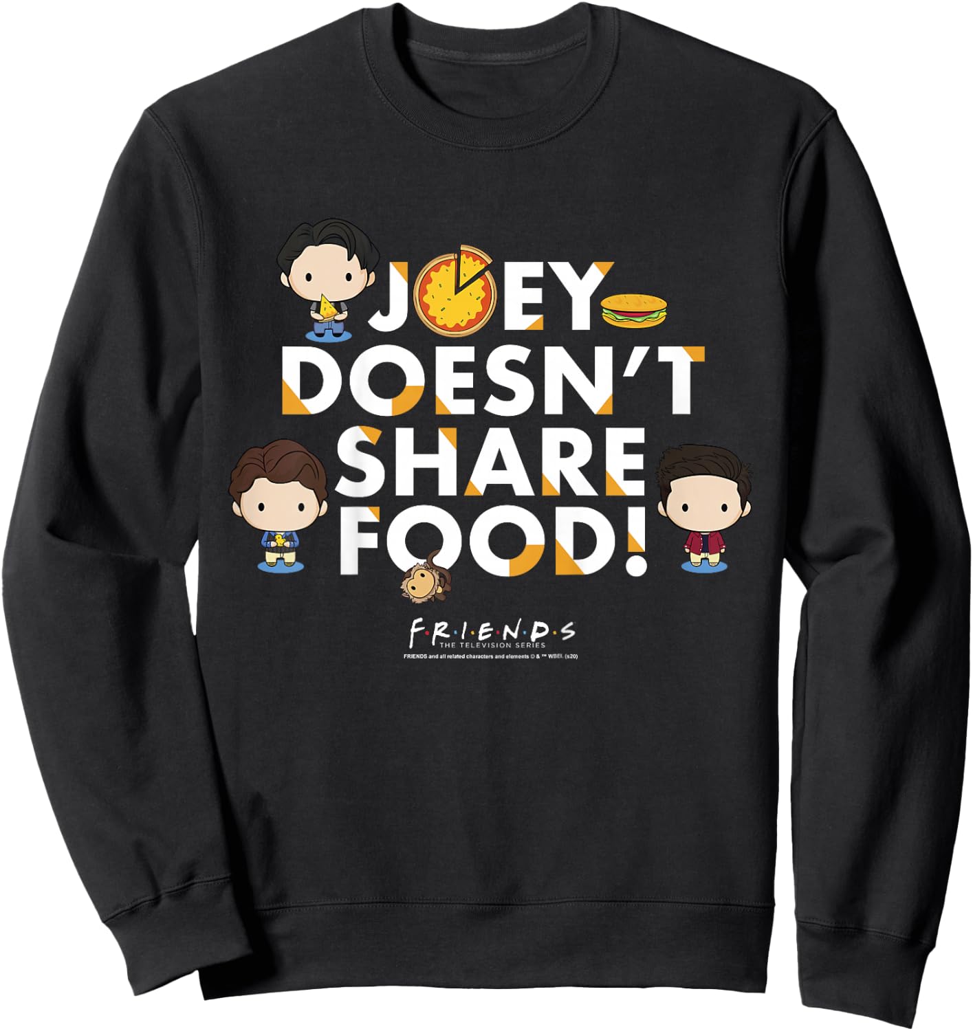 Friends Chibi Joey Doesn't Share Food Sweatshirt - Sweatshirt | Black