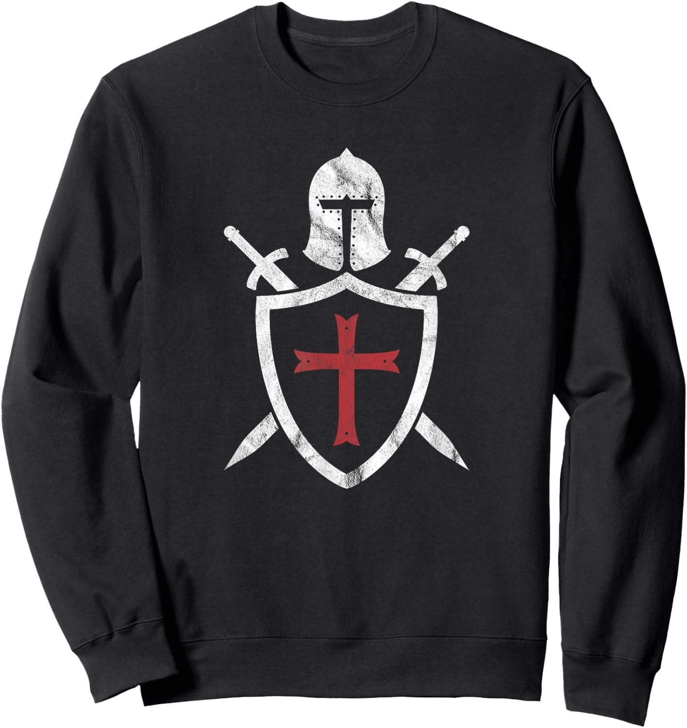 Templar Helmet Cross and Sword Medieval Crusader Sweatshirt - Sweatshirt | Black