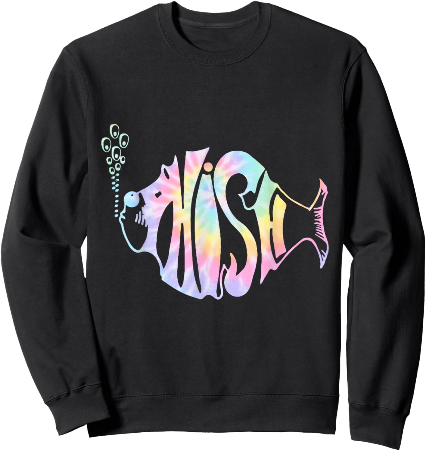 Colorful Phish-Jam, Tie-Dye For Fisherman, Fish Graphic Sweatshirt - Sweatshirt | Black