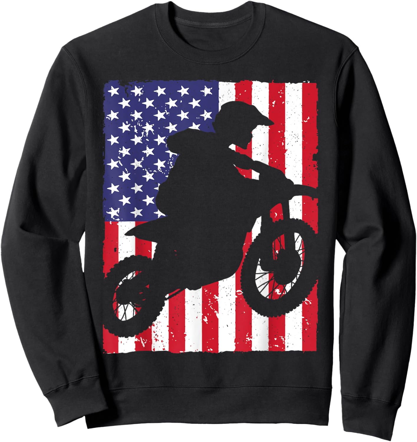 Best Dirt Bike Boys Dirtbike Racing US Flag Biker Sweatshirt - Sweatshirt | Black