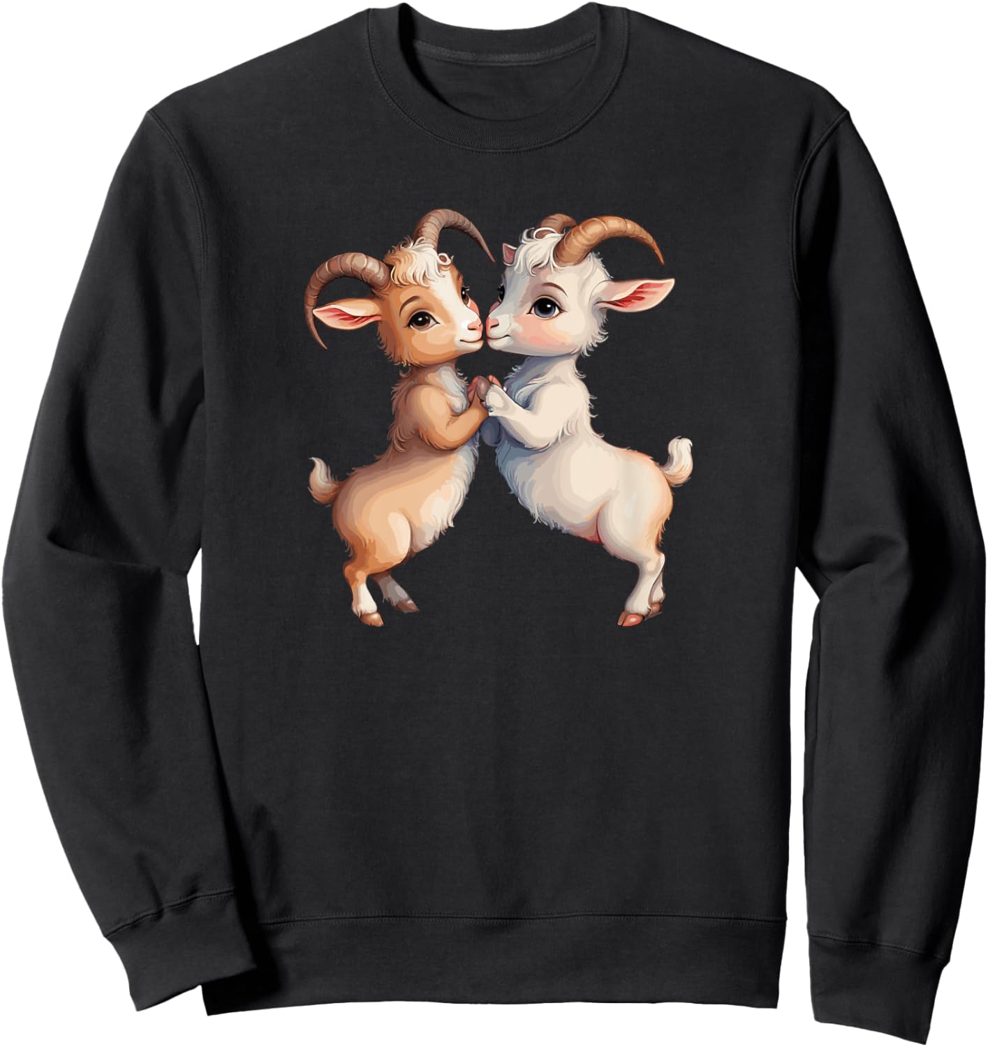 Goats Lovers Couple Kissing Cute Heart Valentine's Day Sweatshirt - Sweatshirt | Black
