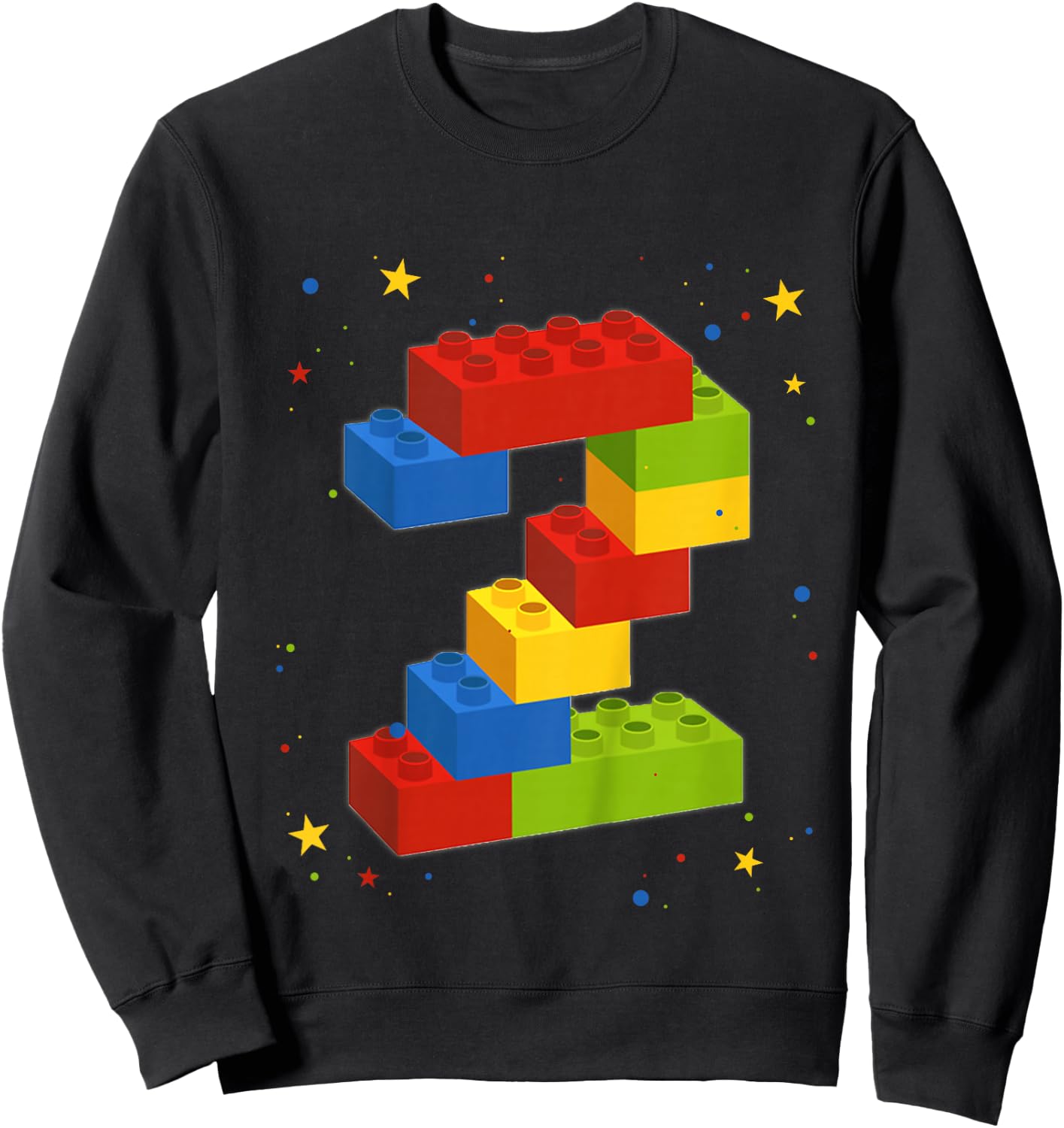 Building Blocks Birthday Boy Girl 2 Years Old Bricks Gift Sweatshirt - Sweatshirt | Black