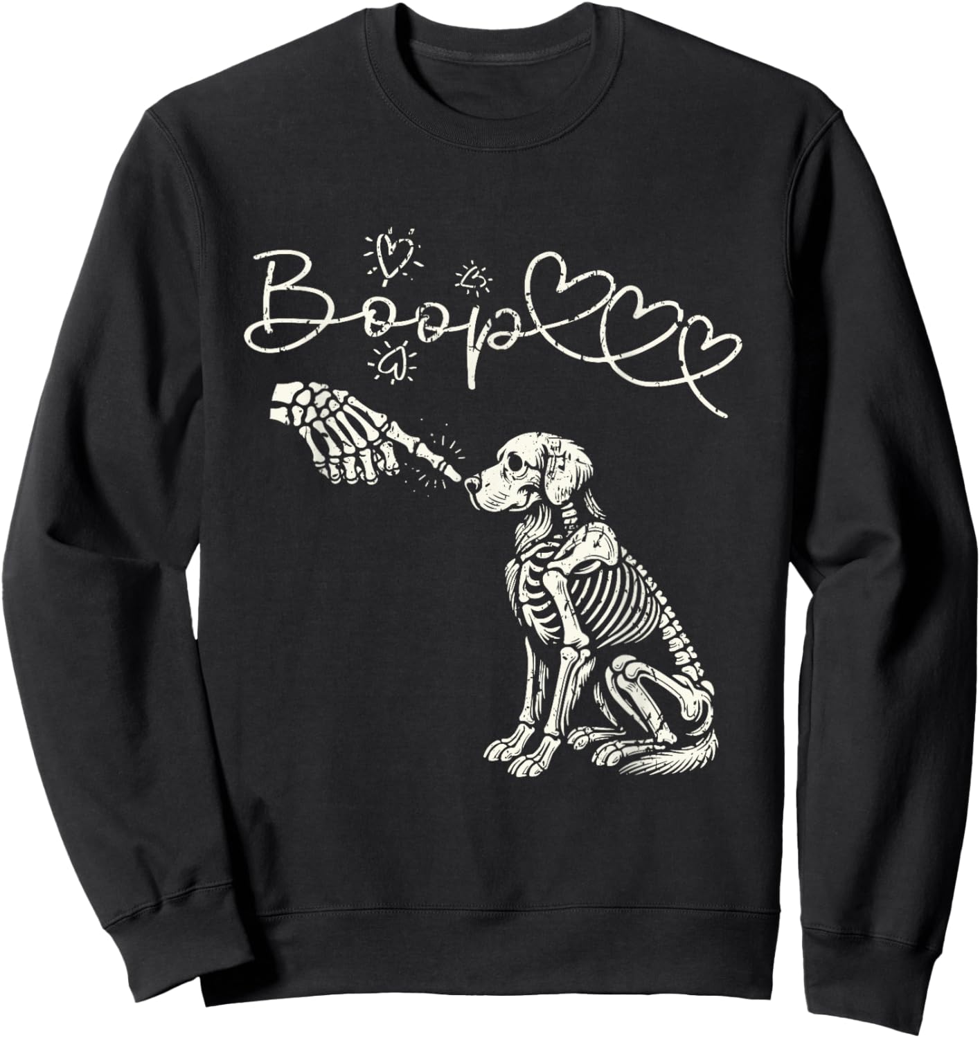 Skeleton Hand Boop Golden Retriever Dog Lover Women Kids Sweatshirt - Sweatshirt | Black