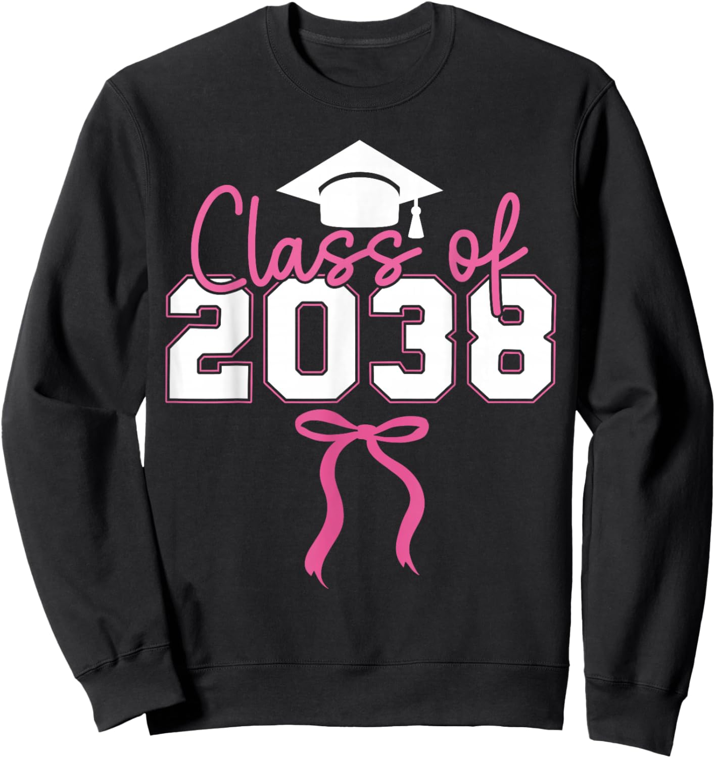 Class of 2038 Kindergarten to Graduation Grow with Me Bow Sweatshirt - Sweatshirt | Black