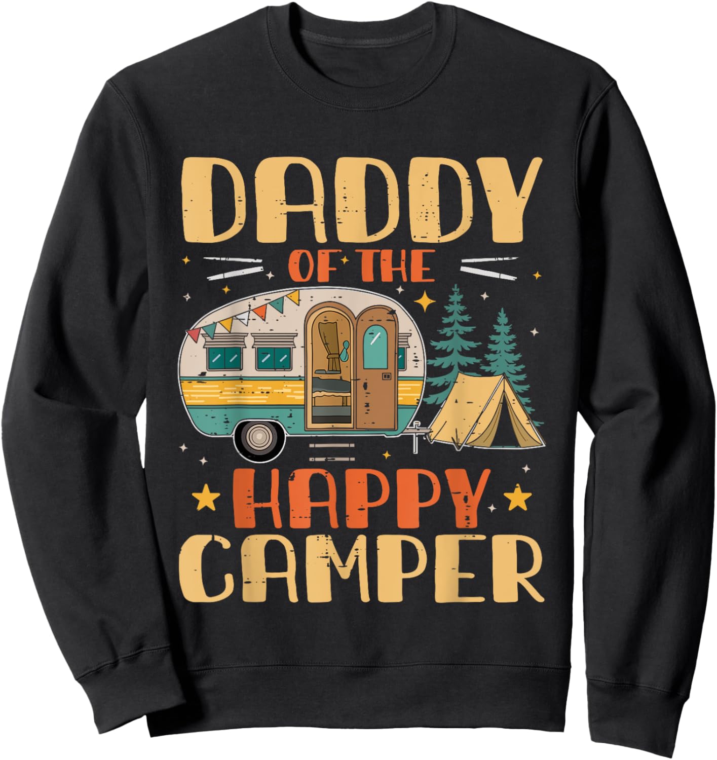 Daddy of Happy Camper 1st Birthday Party Retro Daddy Sweatshirt - Sweatshirt | Black