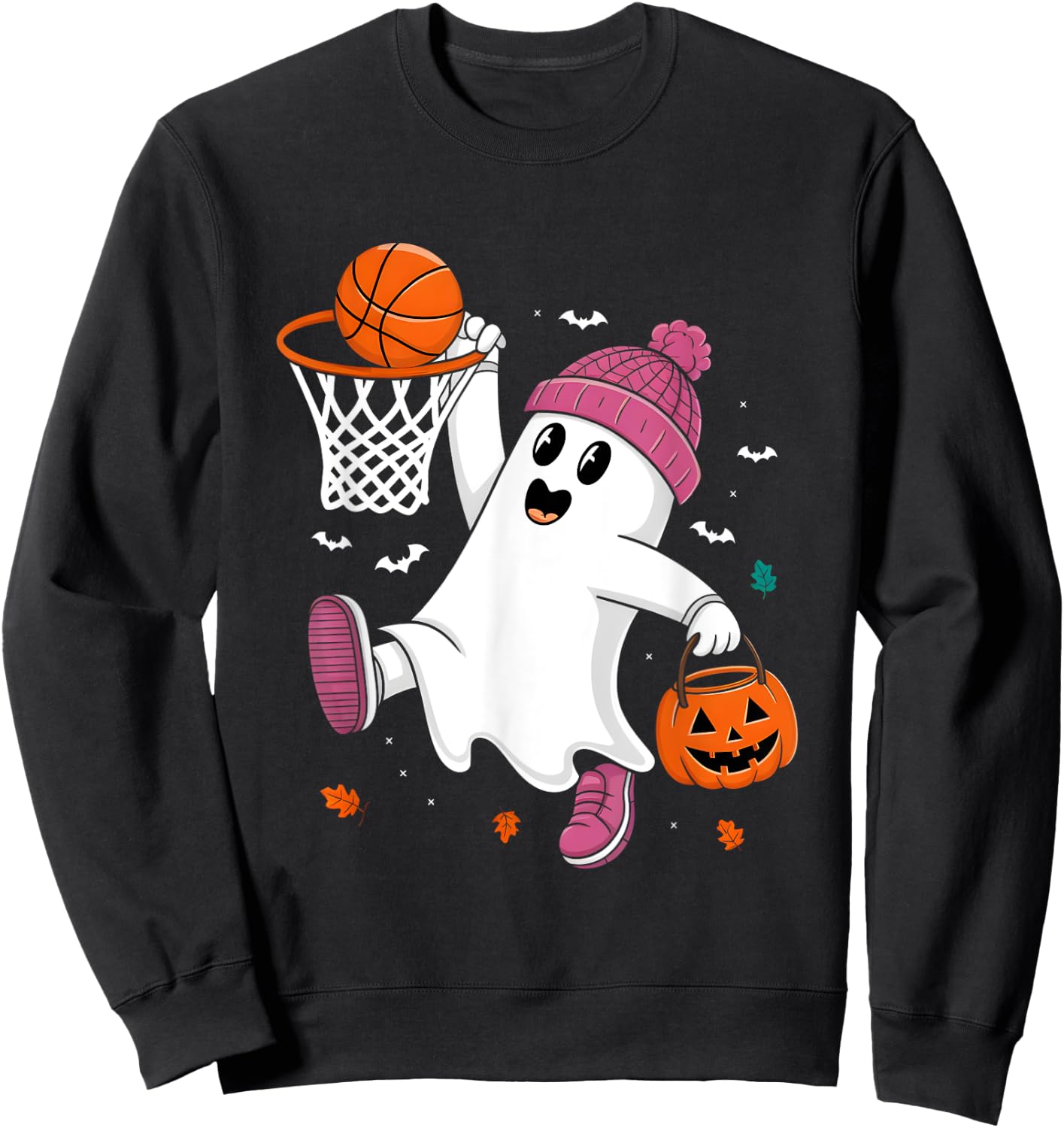 Funny Halloween Ghost Dunking Basketball Costume Boys Kids Sweatshirt - Sweatshirt | Black
