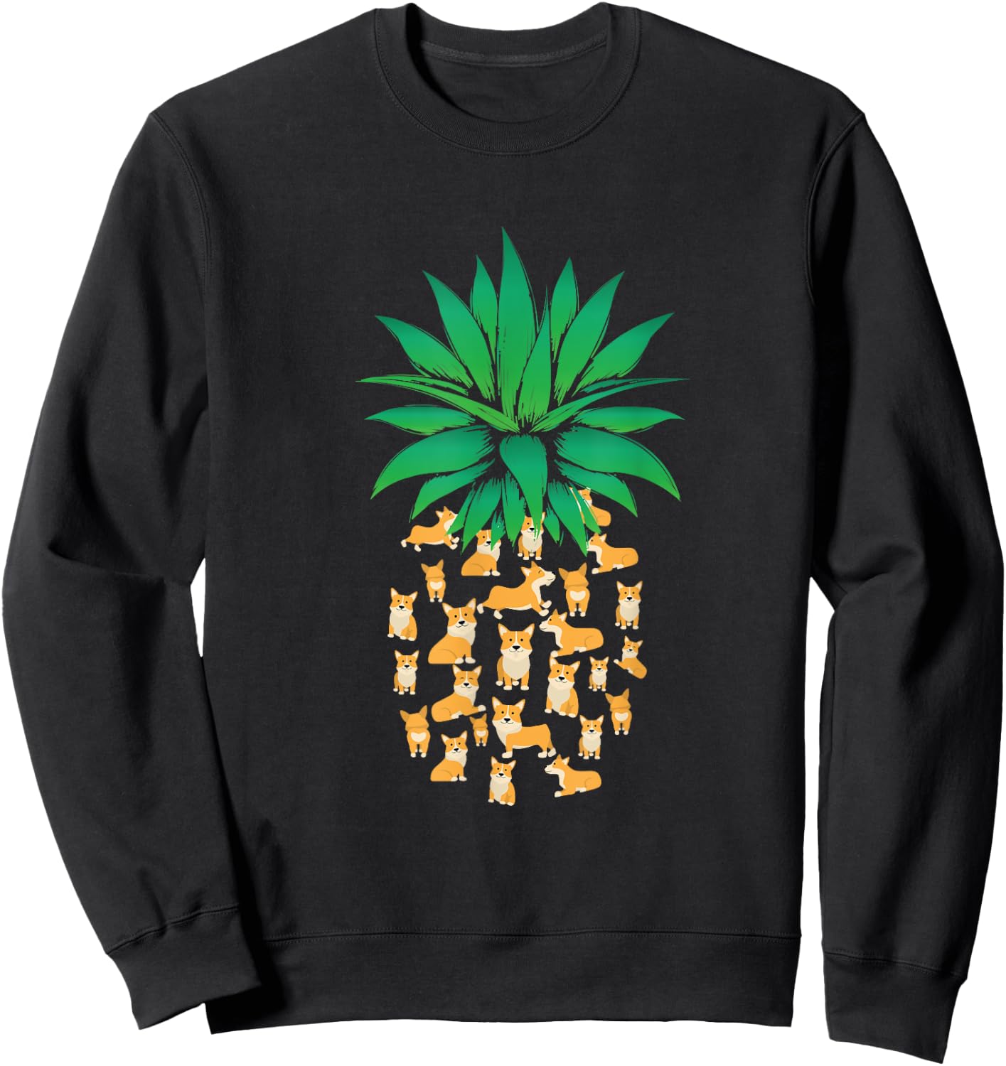 Novelty Summer Tropical Pineapples Fruit Pet Mom Funny Pembroke Welsh Corgi Dogs Pineapple Men Women Cute Dog Sweatshirt - Sweatshirt | Black
