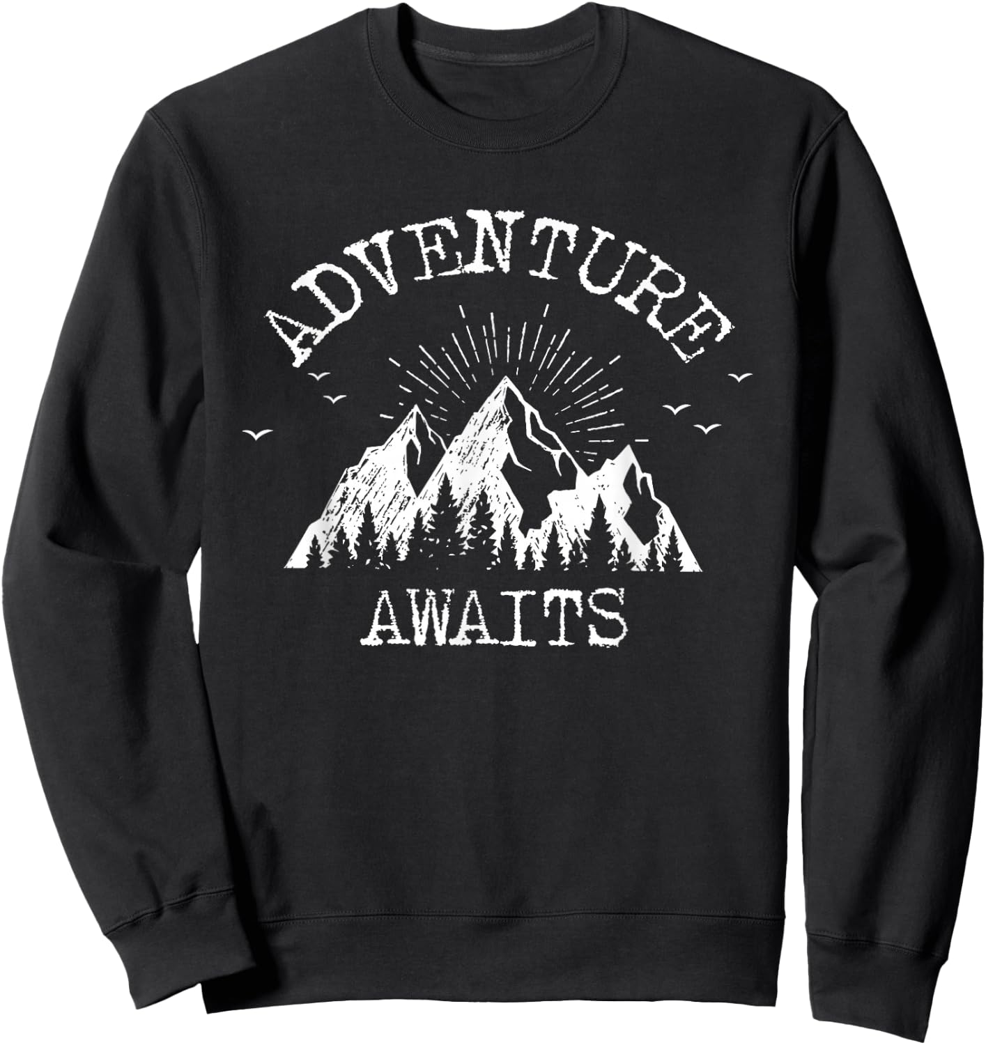Trendy Adventure Awaits Travel Camping Vintage Sweatshirt - Sweatshirt | Black