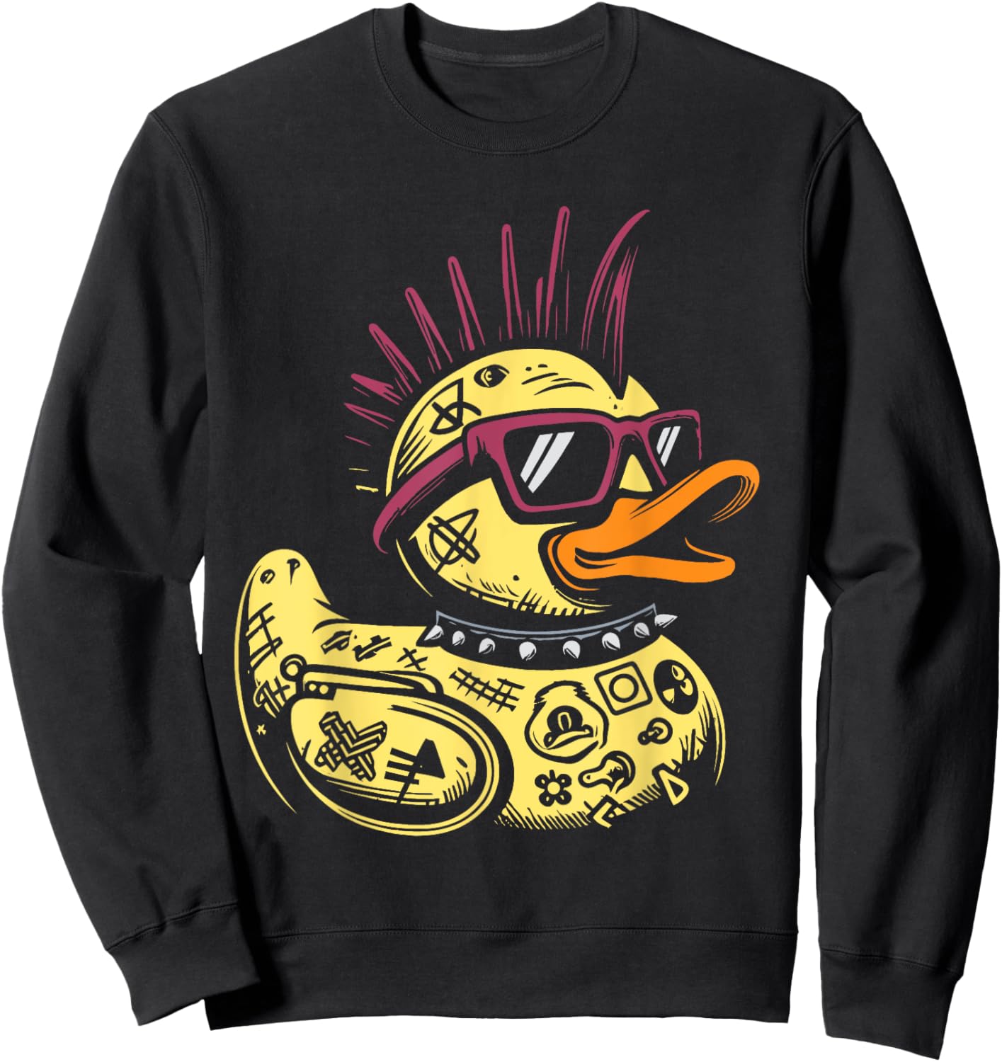 Punk Duck Duckling Punk Rocker Sweatshirt - Sweatshirt | Black