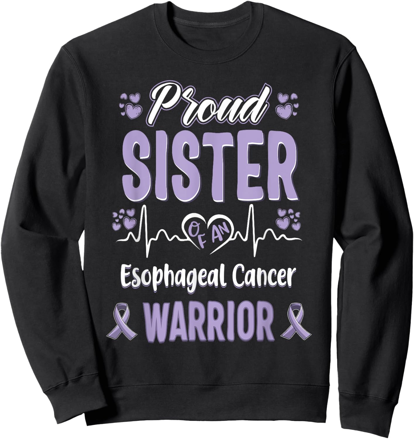 proud Sister Esophageal cancer warrior awareness ribbon Sweatshirt - Sweatshirt | Black